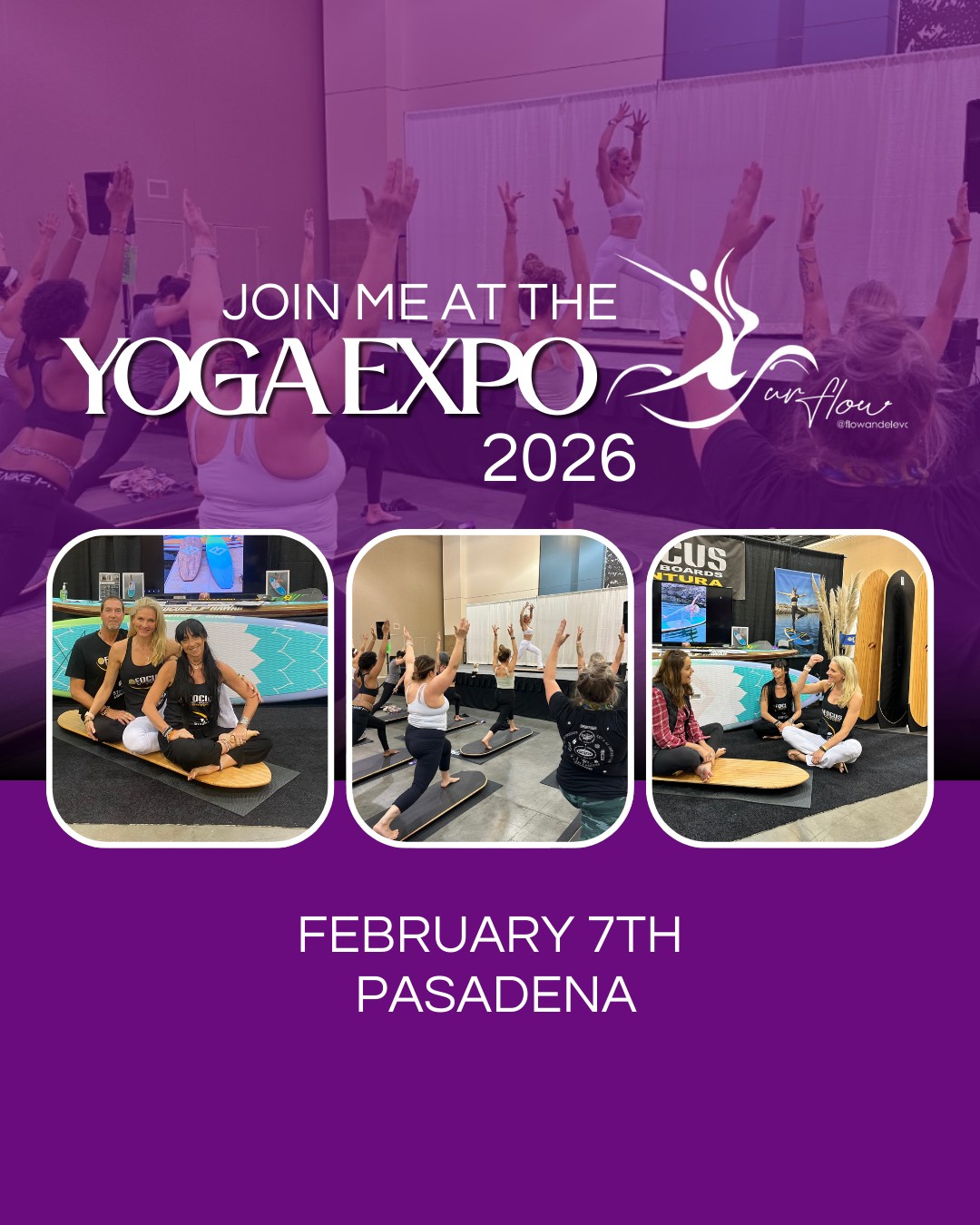 SurFlow™ at the YOGA EXPO
February 7th | Pasadena
Experience SurFlow™, a unique balance-based yoga modality inspired by SUP yoga and designed for land. SurFlow™ challenges stability to enhance alignment, strength, and deep mind–body connection — making it accessible, effective, and transformative for all levels.
✨:Visit the SurFlow™ Booth
Explore the Yoga Balance Board, feel instant feedback in your practice, and learn how SurFlow™ elevates yoga beyond the mat.
🔥: Live On-Stage Class
Join founder Kathrin Schrader for a live SurFlow™ experience and discover how subtle instability awakens strength, focus, and flow from the inside out.Signature SurFlow™ Style
SURFLOW™ — YOGA BEYOND THE ASANA — INSPIRED BY WATER, DESIGNED FOR LAND
#SurFlow #YogaExpoLA #MindfulMovement #WellnessCommunity #YogaInspiration #flowandelevate #theyogaexpo @strobelwalter @ari.biz.coach @sandratribioli @holistic_wander