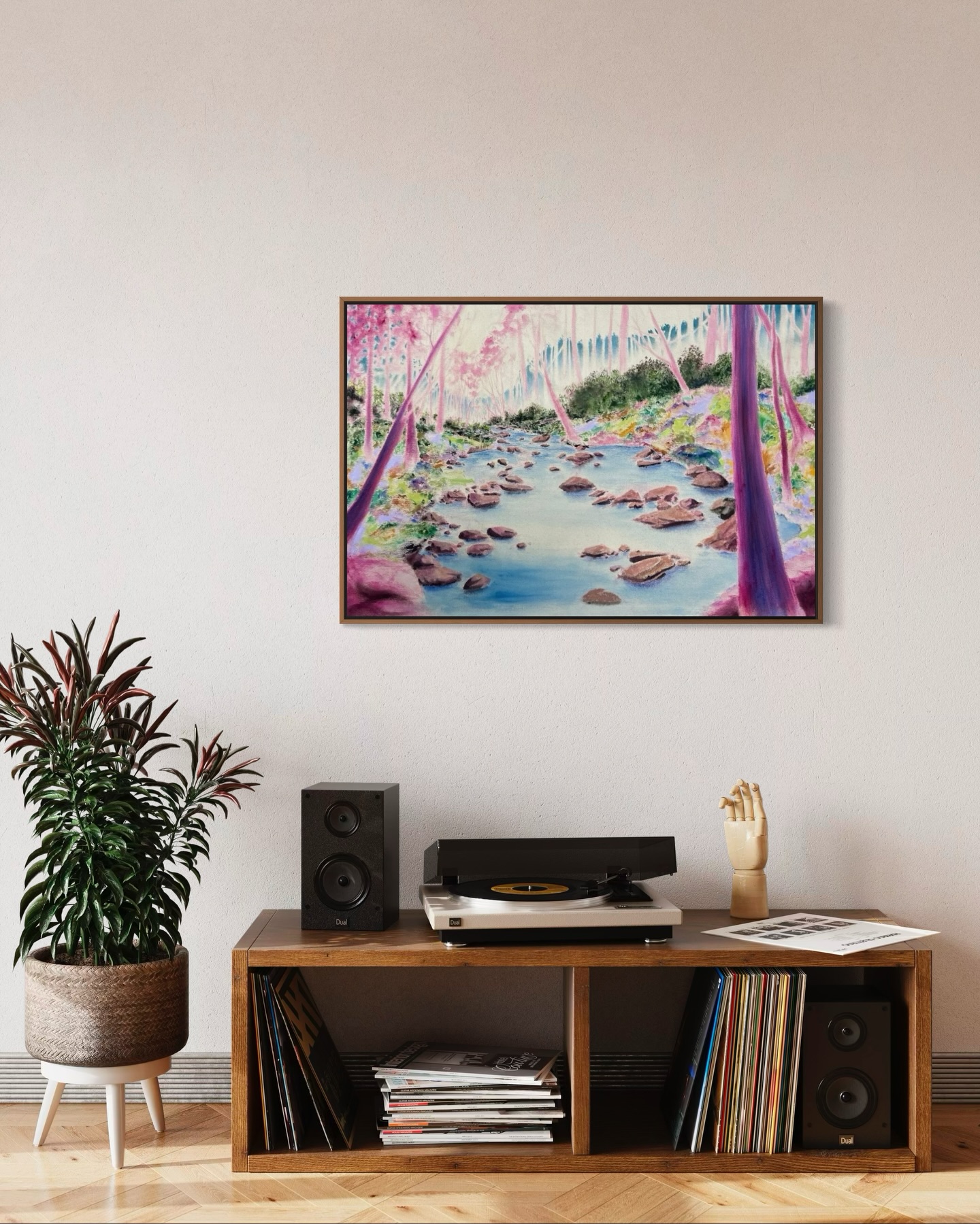 😍🎨I love to see how a painting can transform a space!
“Down by the Creek” fits perfectly over this vinyl set up, giving a focus point to gaze at while the vinyl spins. 🎶
“Down by the Creek”
Acrylic on canvas
36 x 24 x 0.75 in
Available at the link in bio! 🙌
#nativefloraart #artofvisuals #brushstrokes #artinspirationdaily #landscapeimpressionism #landscapeartworks #artisticexpressionism #bohoartwork #acrylicpainting #apartmentlivingroom #artforthehomeandsoul #appalachianartist #blueridgegeorgia #mountainartist