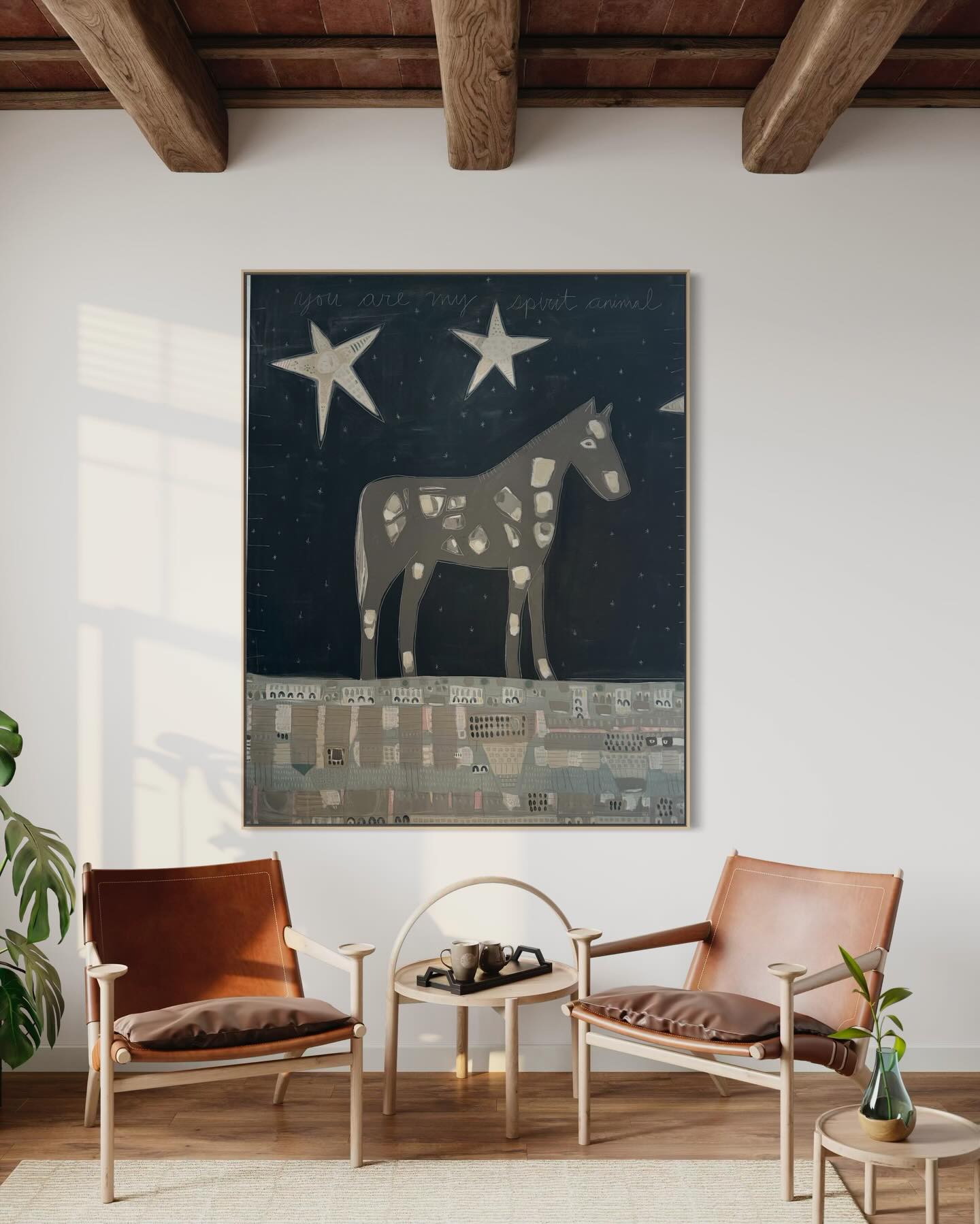 NEW WORK
•
You Are My Spirit Animal
60x48
Painting
2025
This one came from an old memory.
Living in South America, falling in love with horses, then taking an overnight train to a horse ranch for camp. The work was hard. Long days, dirt, sweat, learning by doing.
I remember feeling exhausted in the best way — and alive for the first time.
#art #folkart #artforsale #horseart #texasartist