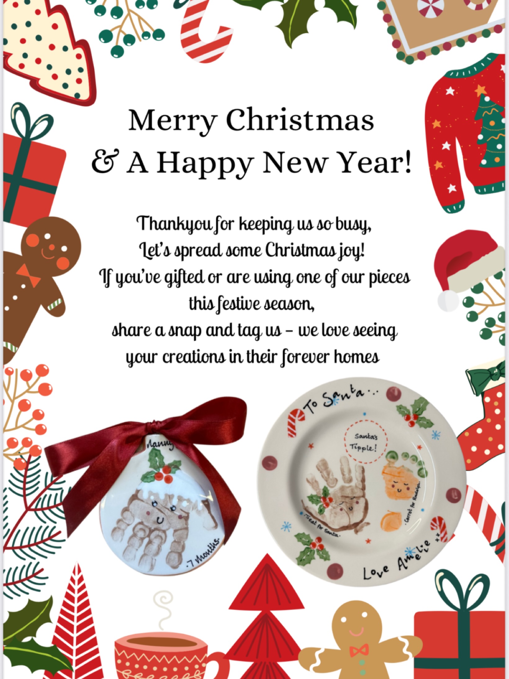 Wishing all our lovely customers a very Merry Christmas šāØ Thank you so much for your support this year ā it means the world. Weāre having a much earned break and wonāt be back until 10th January. Dates available to book on our bio. If youāre gifting or displaying your keepsakes over the festive season, please tag us and share⦠we LOVE seeing them! ā¤ļø Merry Christmas and hope to see you all again in the New Year!
#firedcrafts #solihull #solihullbusiness #solihullmums #solihullmumsanddads