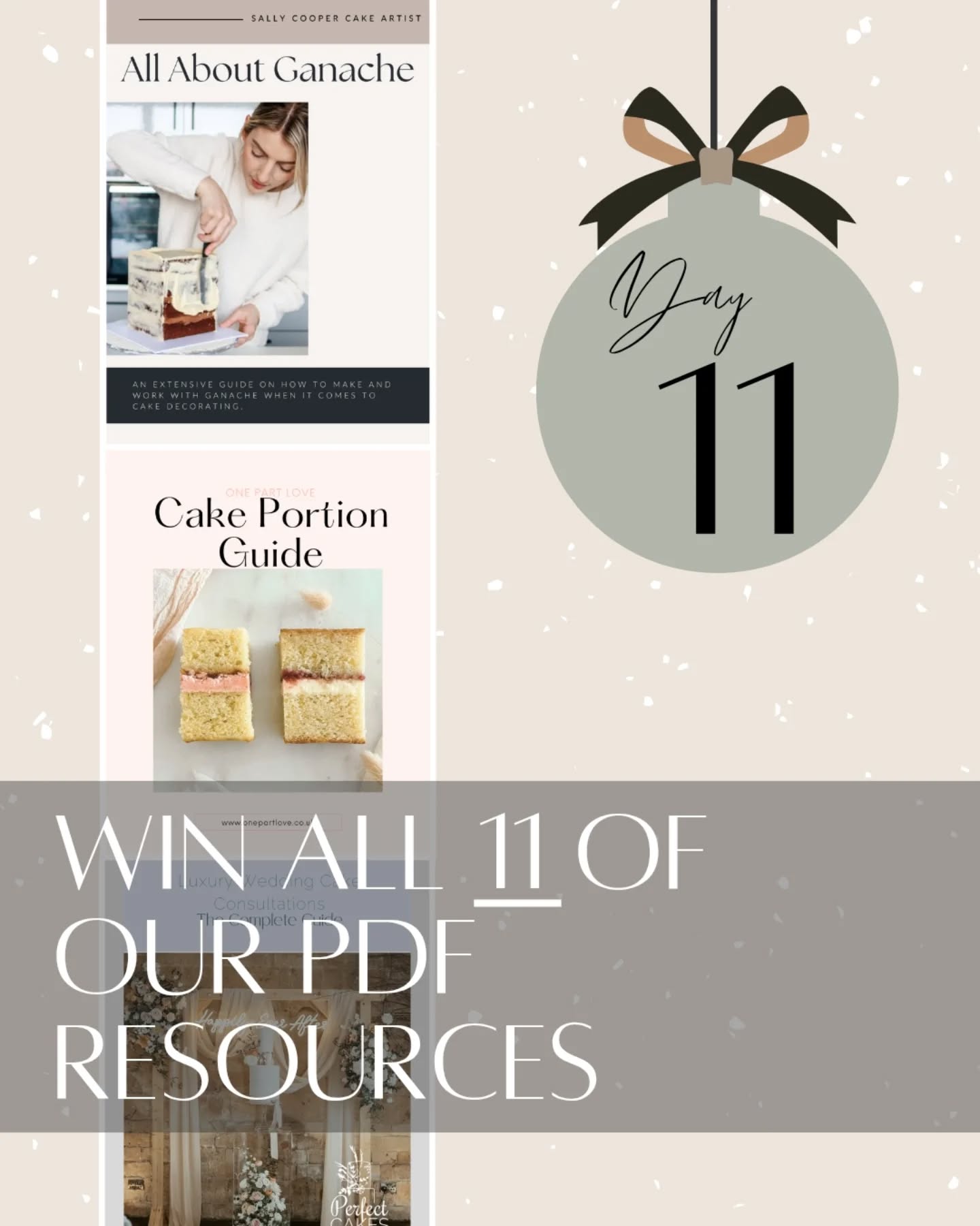 On the 11th day of Christmas CMC gave to me...
The chance to win all 11 of our pdf resources! Yup you heard that right! That means you could be the lucky winner of all this:
📄 All About Ganache Recipe & Guide
📄 Luxury Wedding Taster Guide
📄 Cake Care Card Template
📄 Vegan Ganache Recipe
📄 Luxury Wedding Cake Consultation Guide
📄 Food Safe, Edible & Toxic Flower List
📄 Cake Portion Guide
📄 Cake Flowers - HACCP Template
📄 Fondant Quantity Guide
📄 Stacking Cakes Using a Central Dowel Guide
📄 Stacking Cakes Using a Central Dowel Video
To be in with a chance of winning simply:
🎄Like this post
🎄Send to a friend
Winners will be drawn on the 25th December and contacted within two weeks.
#christmasgiveaway #cakeresources #bakinghelp