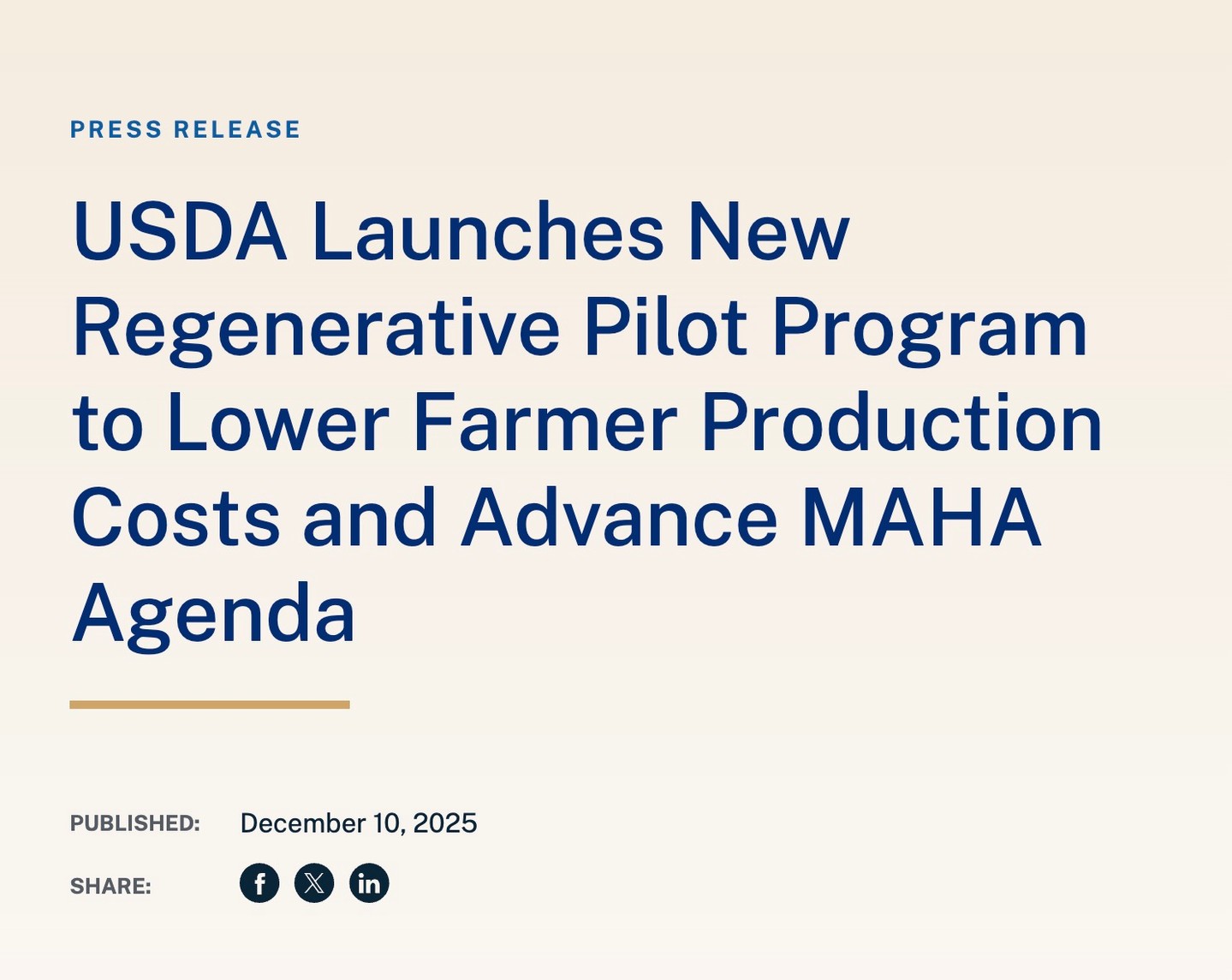 The USDA has announced a new $700 million Regenerative Agriculture Pilot Program to help producers adopt practices that improve soil health, water quality, and long-term productivity. The goal is to make it easier for farmers to put regenerative practices to work on their operations. This is a meaningful investment in the future of American agriculture and land stewardship. Visit the link in our bio to read more. #PanhandleAg #RegenerativeAg #SoilHealth