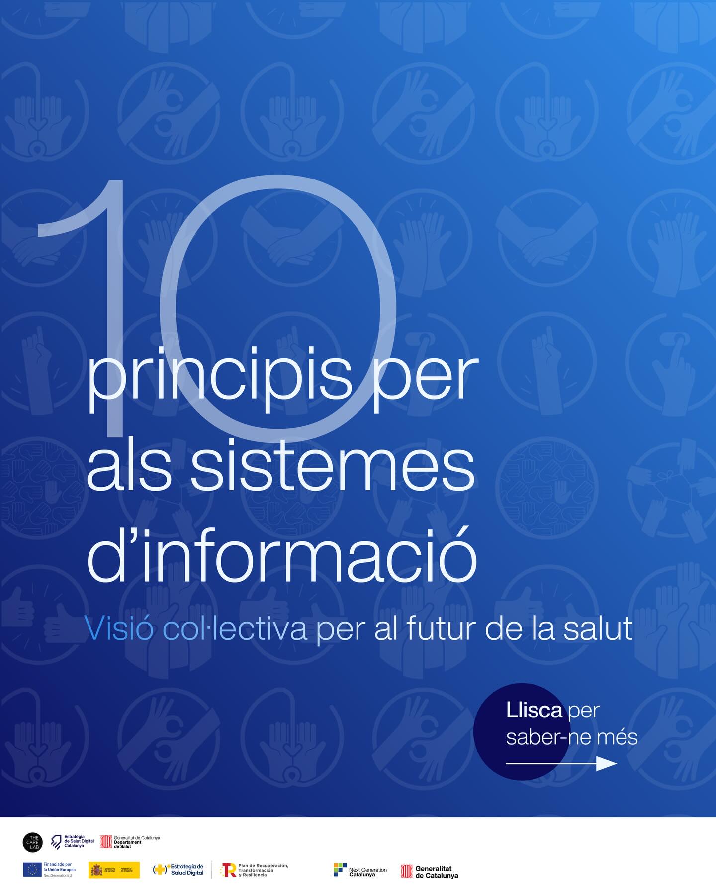 Seguim compartint alguns dels continguts clau del llibre blanc de l’Estratègia de Salut Digital de Catalunya.
Després d’explorar conjuntament la visió col·lectiva d’un futur model d’atenció més integrat, longitudinal i centrat en la persona, avui us compartim els 10 principis per als sistemes d’informació de salut de Catalunya: un marc compartit que orienta el desenvolupament dels nostres SSII per fer possible aquest nou model d’atenció. 🫴🏻
Aquests principis han estat cocreats amb actors de tot el sistema i de tot el territori, incorporant les necessitats i matisos dels diferents contextos i realitats assistencials. Integren la mirada de persones ateses i cuidadores, professionals de l’entorn sanitari i social, gestors, i experts del sistema en innovació, estratègia i tecnologia.
🤔Ara, ens agradaria llegir-vos a vosaltres: Quins principis us criden més l’atenció i com creieu que poden generar un impacte més profund en la manera com atenem i cuidem?