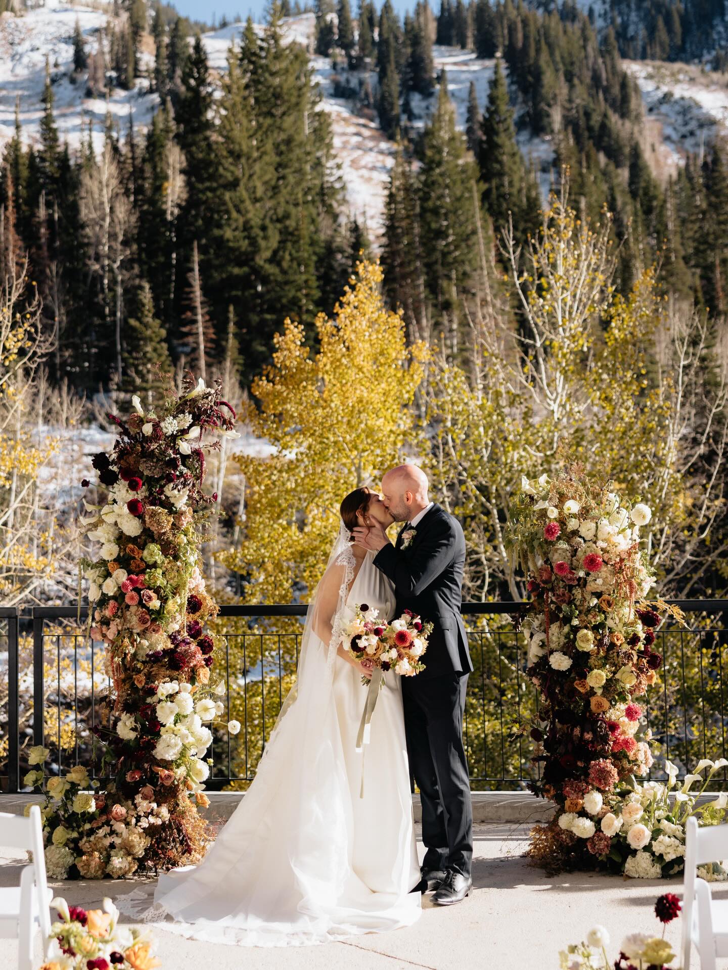 I think I cried at least twice during this day because WOW. An absolute dream vendor team and the world’s most kind, and trusting clients. Alexa and Truman were so amazing to work with and I loved seeing the day come together! Can you believe the original color palette was white and green?! I can’t imagine it without all the deep color variations and texture. Between the yellowing trees and that pop of snow, it was meant to be colorful!
Photographer @jennypearlphotography
Venue: Cliff Lodge @snowbird
Menus: @mintedweddings
Bride: @alexalauren___
Videographer: @kallicovideo
HMUA @mariahannifinmakeup
String quartet: @artivastrings
DJ: @peaksoundut
Dress: @frankiejanecouturebridal @fjbridesloveclub