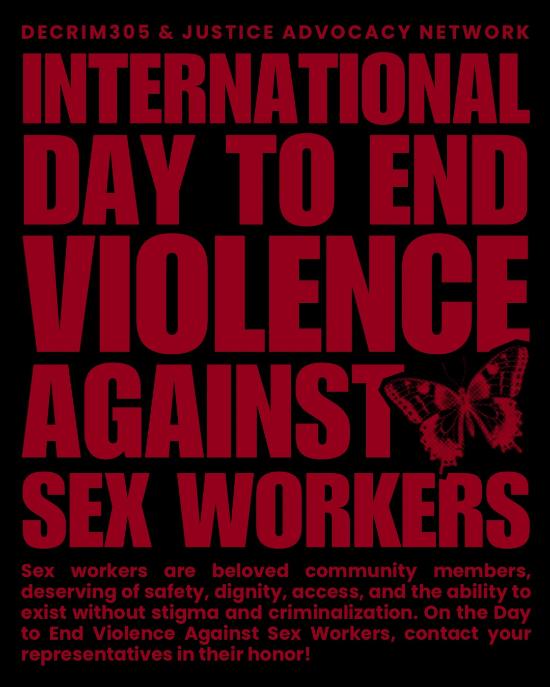 International Day to End Violence Against Sex Workers was created in 2003 after a vigil held by sex workers and advocates to remember victims of the Green River Killer, who murdered at least 49 women, many of whom were sex workers.
International data shows that sex workers experience disproportionate rates of violence, harassment, and homicide, driven by criminalization, stigma, and state violence.
In Florida, sex workers can be arrested just for surviving, pushed into isolation, and forced to choose between reporting violence or protecting themselves from arrest, outing, or retaliation.
Real safety comes from listening to sex workers, not carceral “rescue” narratives that shame and punish the very people they claim to help.
Tell Florida legislators to stop criminalizing consensual adult sex work and invest in non-judgmental, non-carceral care.
Take action with the linktree in our bio!