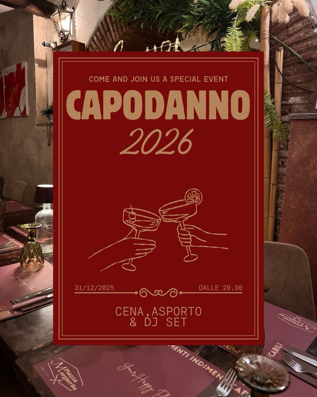Capodanno 2026 a Piazza Margherita prende forma.
La cucina resta la nostra certezza, l’evento sarà qualcosa di nuovo🎇
Da oggi il menu ufficiale è online:
✔️ Cena con posti volutamente limitati
✔️ Disponibile anche in versione Gluten Free❌🌾 ✔️ DJ set & piano bar🎹🎶 ✔️ Menu d’asporto per chi vuole portare la qualità di Piazza Margherita a casa🏡
Un format curato, pensato per voi❤️
Che volete vivere o portarvi a casa la notte di Capodanno firmata Piazza Margherita✨. #piazzamargherita #capodanno #djset🎧 #evento #asporto