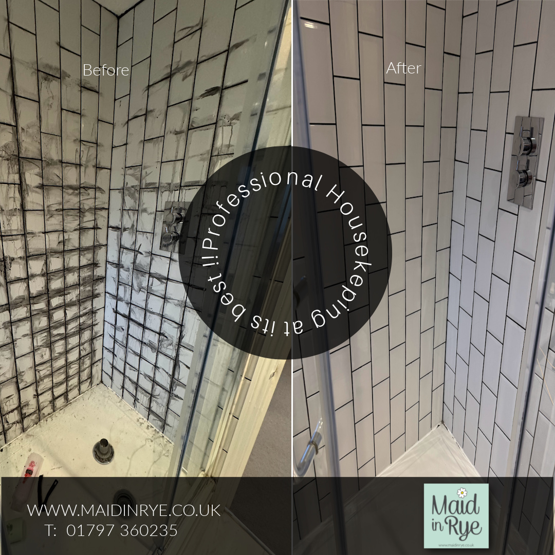 At Maid in Rye, we know a beautiful bathroom isn’t just about shiny taps and polished tiles — it’s about what’s in between.
Shower grout is porous, which means it quietly holds onto mould, bacteria, and soap build-up if it’s not properly cleaned. Left untreated, it can dull the look of your bathroom and impact hygiene — especially in frequently used spaces.
✨ Why grout cleaning matters:
• Keeps bathrooms fresh, hygienic, and guest-ready
• Restores brightness to tiles and grout lines
• Helps protect surfaces and extend their lifespan
It’s these finishing touches that elevate a clean from good to Maid in Rye standard.
🫧 Because luxury is in the details.
#MaidInRye #AttentionToDetail #LuxuryCleaning #HolidayHomeCare #BathroomCare #ProfessionalClean