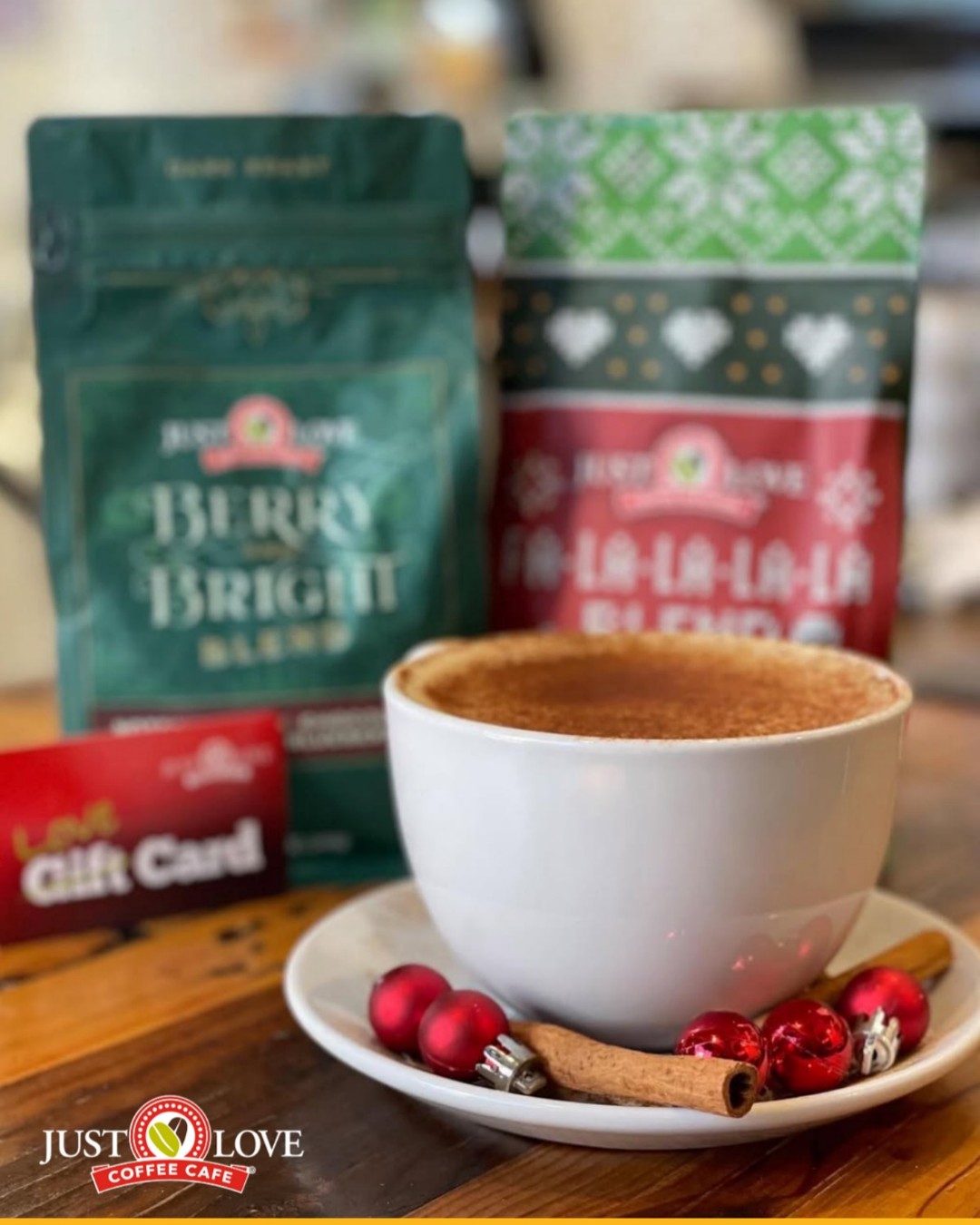 โจ Sip the season with every cup! ๐โ
Our Berry Bright and Fa-La-La-La-La holiday blends are backโperfect for gifting or cozying up by the fire. ๐
Pair it with a Just Love gift card and you're officially winning at holiday cheer.
Because nothing says โI love youโ like coffee and cinnamon. ๐โค๏ธ
#JustLoveCoffee #HolidayBlends #BerryBright #FaLaLaBlend #GiftsWithLove #CoffeeSeason #SipHappens #CozyVibes #CafeCheer #CoffeeGiftGuide #DrinkInTheJoy