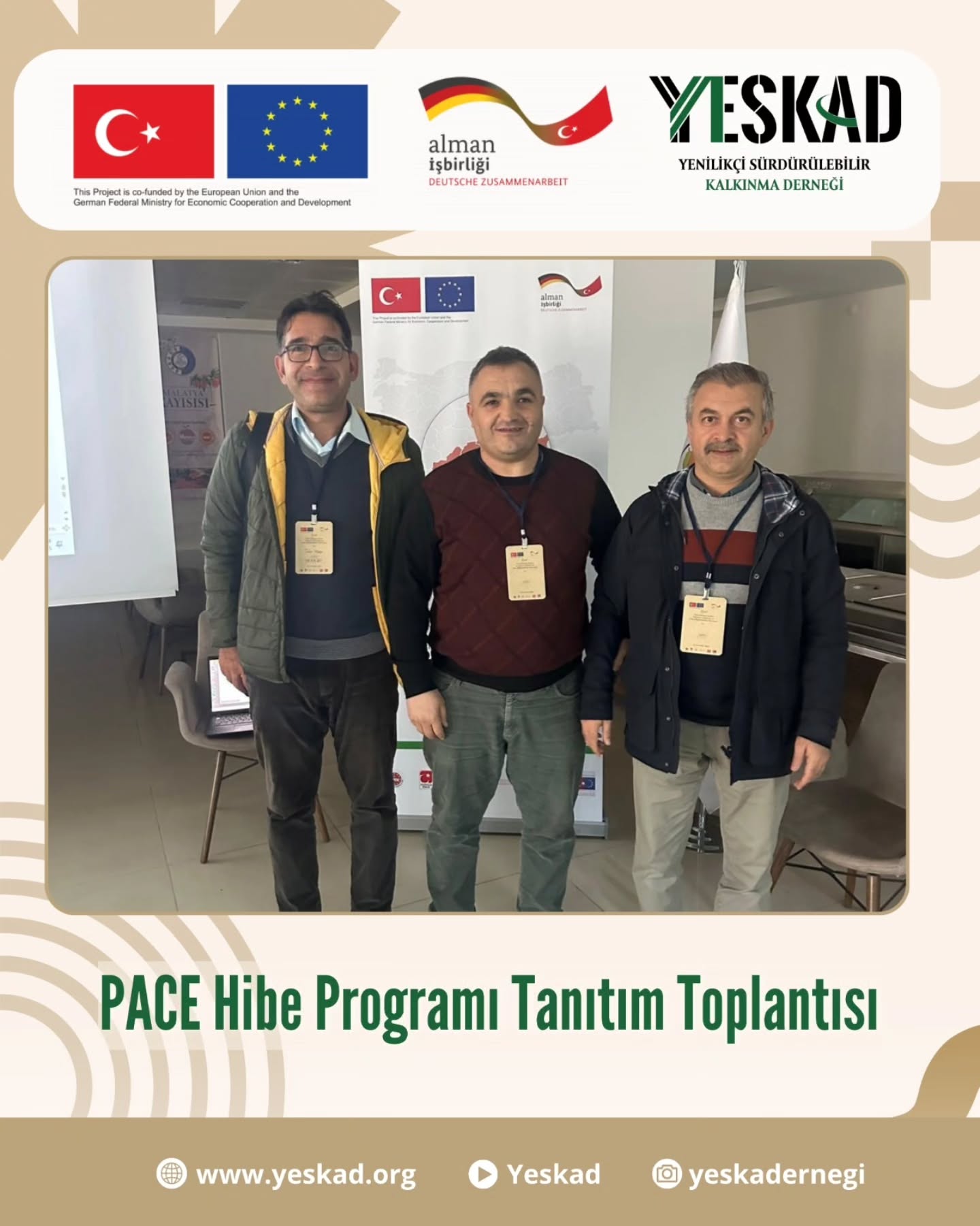 📣 AB’nin IPA Fonu ve Almanya BMZ katkısıyla yürütülen PACE Projesi kapsamında uygulanan ‘Kamu Odaklı ve İş Dünyasını Destekleyen İyileştirme Tedbirleri Hibe Programı’na ilişkin bilgilendirme toplantısına katılım sağladık.🤝
@yeskadernegi