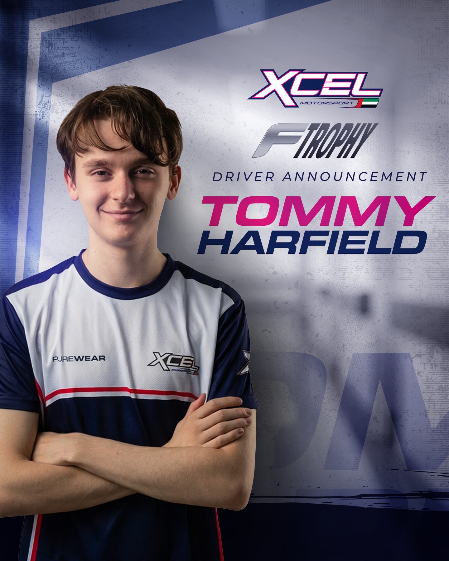 📣 DRIVER ANNOUNCEMENT 📣
Welcome Tommy Harfield to Xcel Motorsport for the final round of the F4 UAE Trophy this weekend at Yas Marina!
Looking forward to seeing what we can do together this weekend!
#xcelmotorsport #f4uaetrophy #yasmarina
