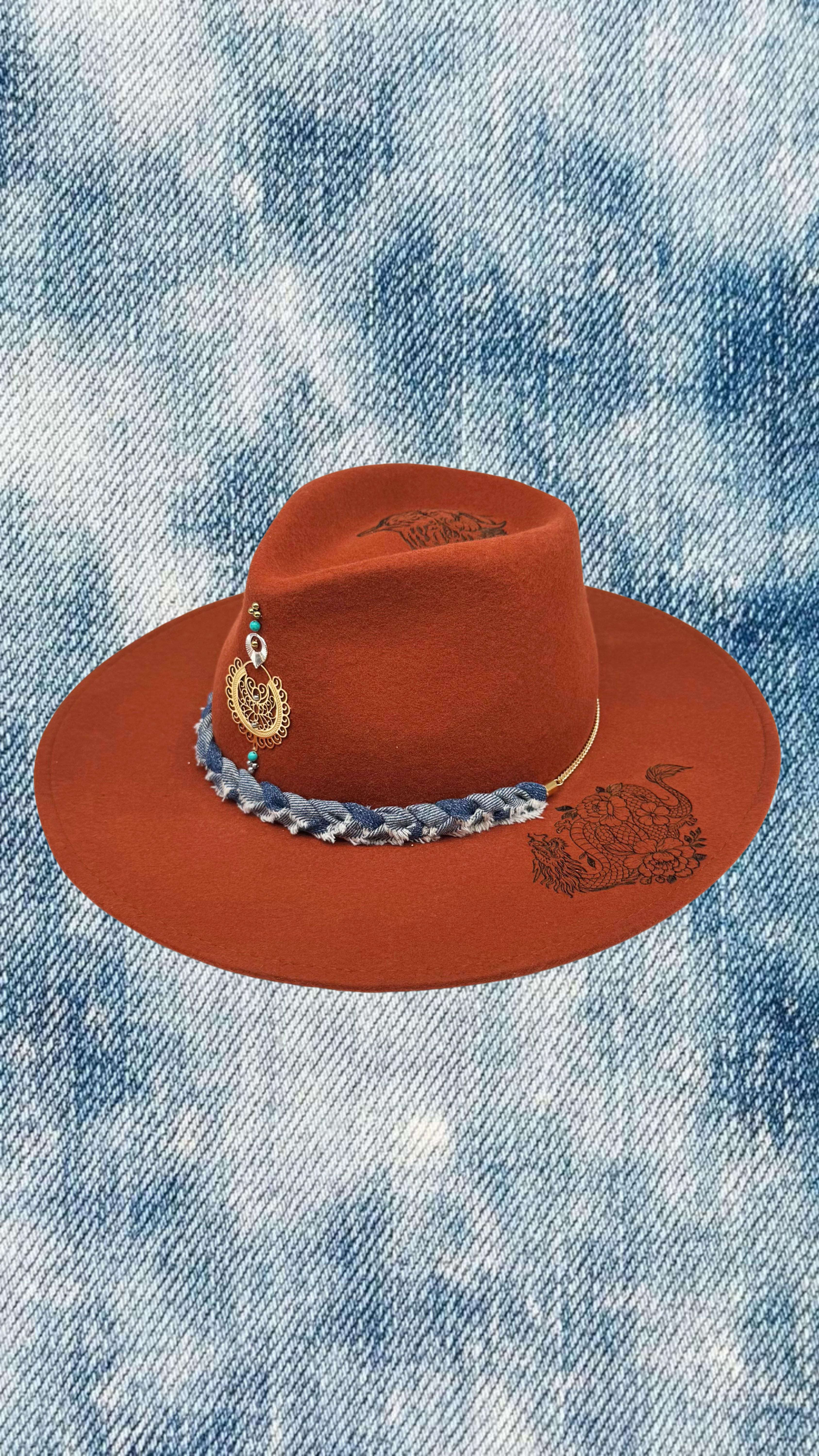 On réalise ensemble le chapeau personnalisé de Mathilda 🧡✨ La couleur Terracotta associée au jean’s et à la turquoise j’adore 😍😍 @mathilicornasse #rubambelle #rubambellechapeau #chapeau #chapeaux #hatstyle