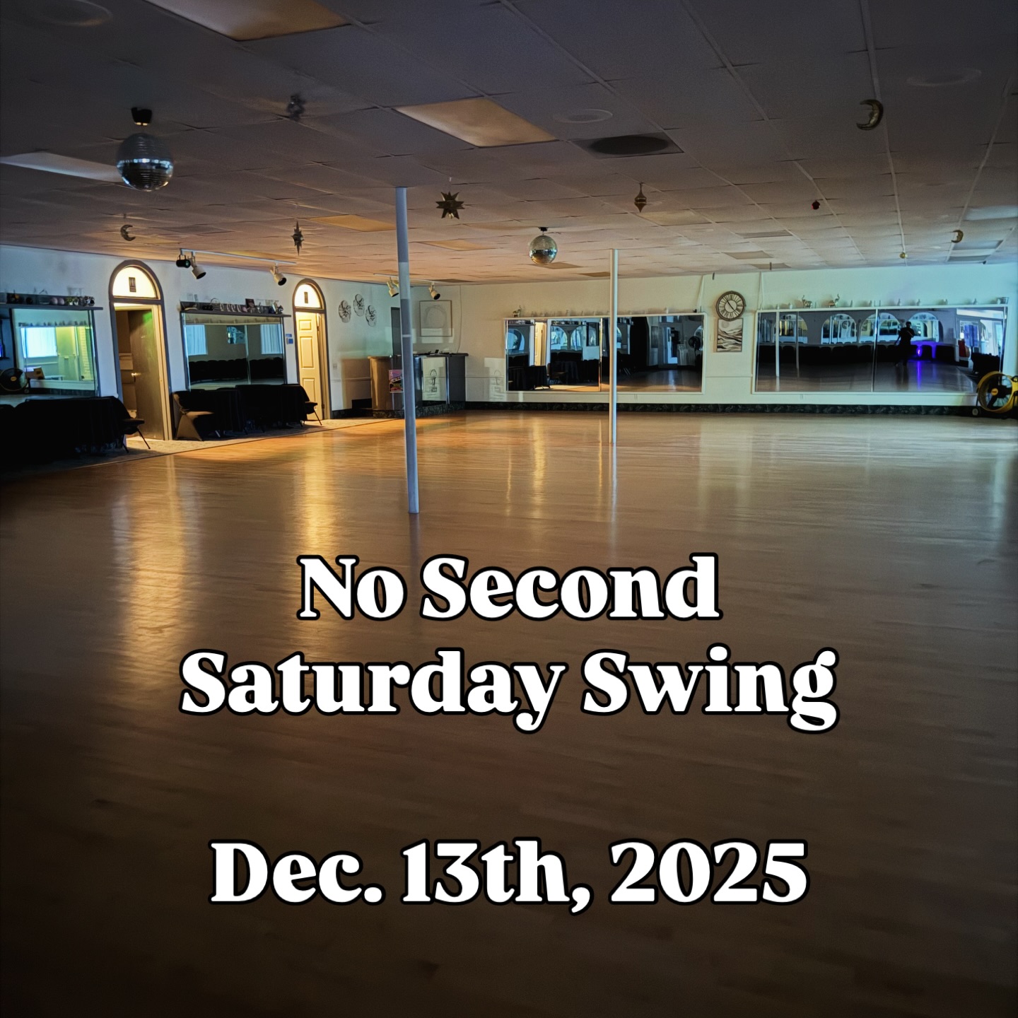Reminderâ there is no Second Saturday Swing tomorrow night. Join us instead for our holiday party on December 20th!