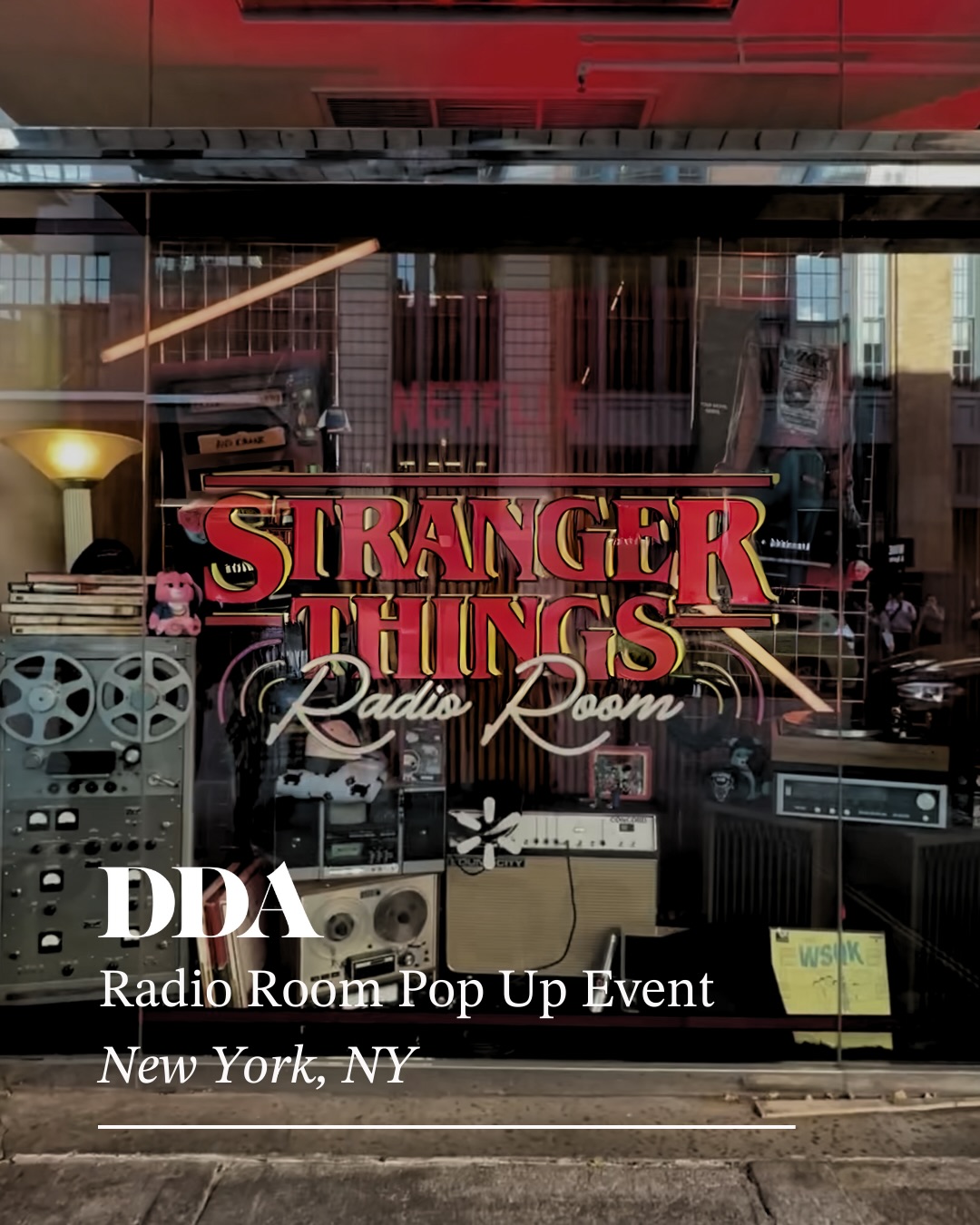 Stranger Things may be having one last adventure, but we’re just getting started. 📻⚡
DDA turned up the volume at the Stranger Things Radio Room… a custom built, immersive two-day pop-up event in Manhattan. The event was inspired by a brand new Season 5 location, WSQK “The Squawk” 94.5 FM, and @strangerthingstv fans turned up in droves to see what the noise was all about. 1,300 of them to be exact.
Highlights include: an exclusive look at the Stranger Things x No Boundaries fashion collab at @walmart, free giveaways, a custom claw machine, a live DJ, an 80s-inspired photo booth, and photo opps in every corner.