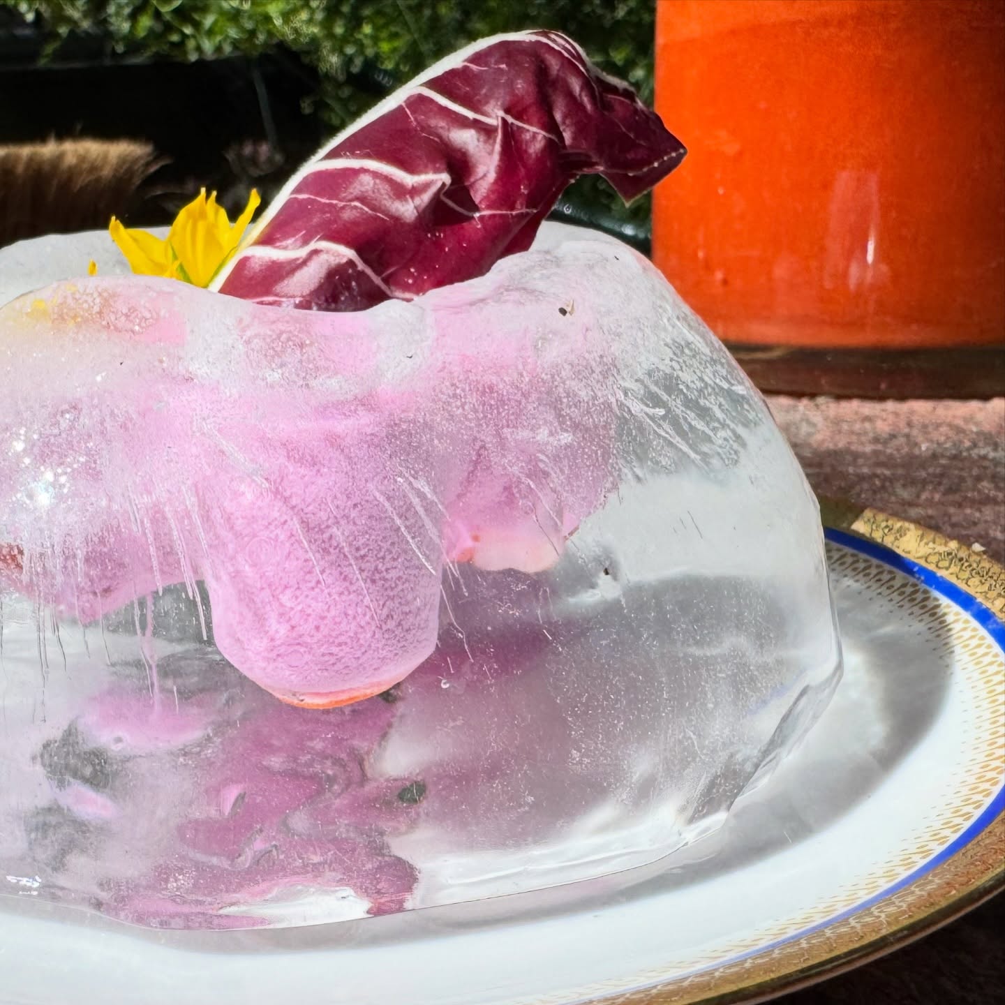 Kalte Suppe Prototype. Joghurt, Rote Beete, Süße und Salzigkeit. Der Prozess ist es. Zeit, Wahrnehmung, Erwartung sind die Themen. Mit Akkuschrauber und Eis für eine Lecture zusammen mit @swusone @klassemackert im Sommer 2025