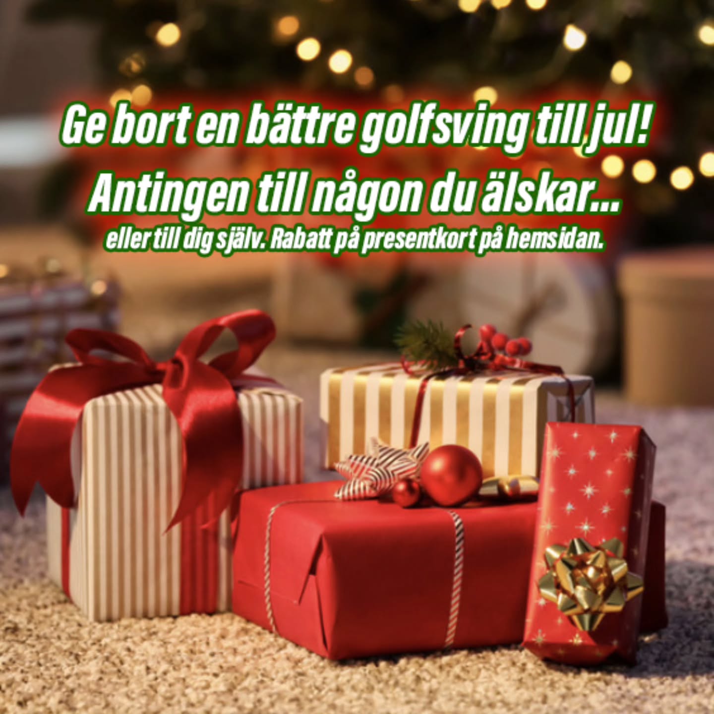 BÄSTA JULKLAPPEN! Köp ett presentkort till rabatterade priser till jul. Med dessa presentkort kan du sedan köpa fristående lektioner eller lektionspaket. Perfekt till den hängivna golfaren eller kanske till dig själv.
Köp presentkort här: https://www.mathiasdahlgolf.com/gift-card