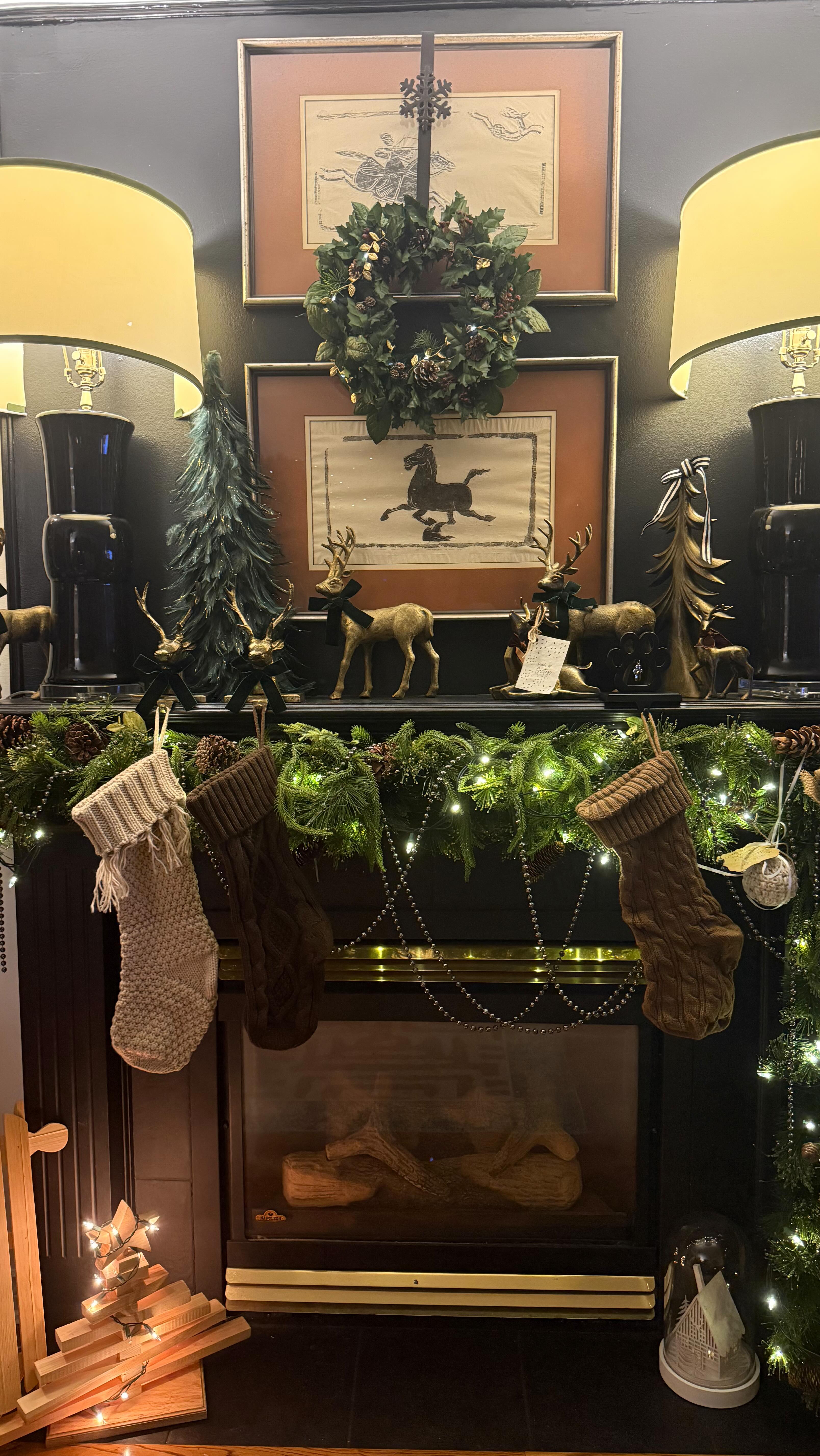 A classic Christmas mantel, layered with stories 🎄✨
This fireplace setup is one of my favorite reminders that a beautiful holiday home doesn’t come from buying everything new—it comes from curating over time.
The artwork above the mantel is thrifted, giving the space that old-world, collected feel I love. The deer are Dollar Store, Thrifted and @homesensecanada finds that I’ve repainted through the years, proof that simple pieces can become something special with a little patience and creativity. I layered in greenery, soft lights, and strands of beads for texture and movement, letting everything feel intentional but not overly styled.
At the hearth, a wooden sleigh and tree—handmade by my daughter when she was in high school—add the most meaningful layer of all. Finished with cozy stockings and warm lamp light, the mantel feels classic, welcoming, and full of memories.
A mix of high and low, old and new… because classic never goes out of style ❤️🎄
#ChristmasMantel #HolidayDecor #MixHighAndLow #ThriftedDecor #ClassicChristmas #CollectedHome #ChristmasInspiration #CozySeason