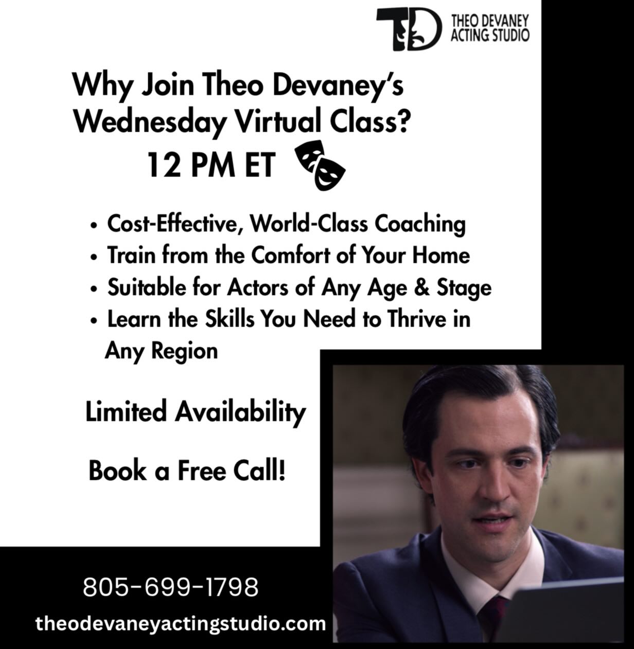 Actors — training doesn’t stop just because you’re not in the room.
Theo Devaney’s Wednesday Virtual Acting Class offers focused, mentor-driven coaching you can take from anywhere. If you’re serious about growth, consistency, and sharpening your craft, this class is for you.
🎭 World-class coaching
🏠 Train from the comfort of home
🌎 Skills that translate anywhere
🎬 Open to actors of any age & stage
🕛 Wednesdays | 12 PM ET
⏳ Limited availability
📲 Book a free call today.
805-699-1798
#virtualactingclasses #anyregion #learnfromthebest #TheoDevaney #TheoDevaneyActingStudio #actorslife #actorsofinstagram #trainfromanywhere #learnfromhome #actorcommunity #actorsgoals