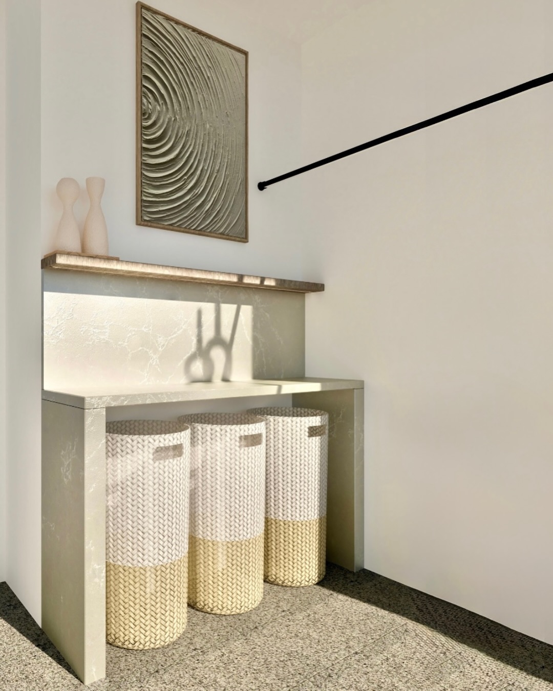 LAUNDRY ROOM REIMAGINED
Small spaces don’t have to feel small.
This client’s laundry room was packed with all the right elements, just none of them worked together. No space for hampers, no place to hang clothing, appliances squeezed into corners, and zero flow.
I redesigned the entire layout from scratch:
• created a clean, efficient workstation
• opened up the room with better placement and storage
• added proper counter space + hidden hampers
• integrated the appliances so the room actually works
• kept the aesthetic calm, modern, and elevated, but adaptable to any style
A functional room should also feel good to be in.
This is what thoughtful planning can do.
#Interiors #InteriorDesign #SpacePlanning #LaundryRoomDesign #SmallSpaceDesign #BeforeAndAfter #HomeDesign #BoroParkDesigner #SmartDesign