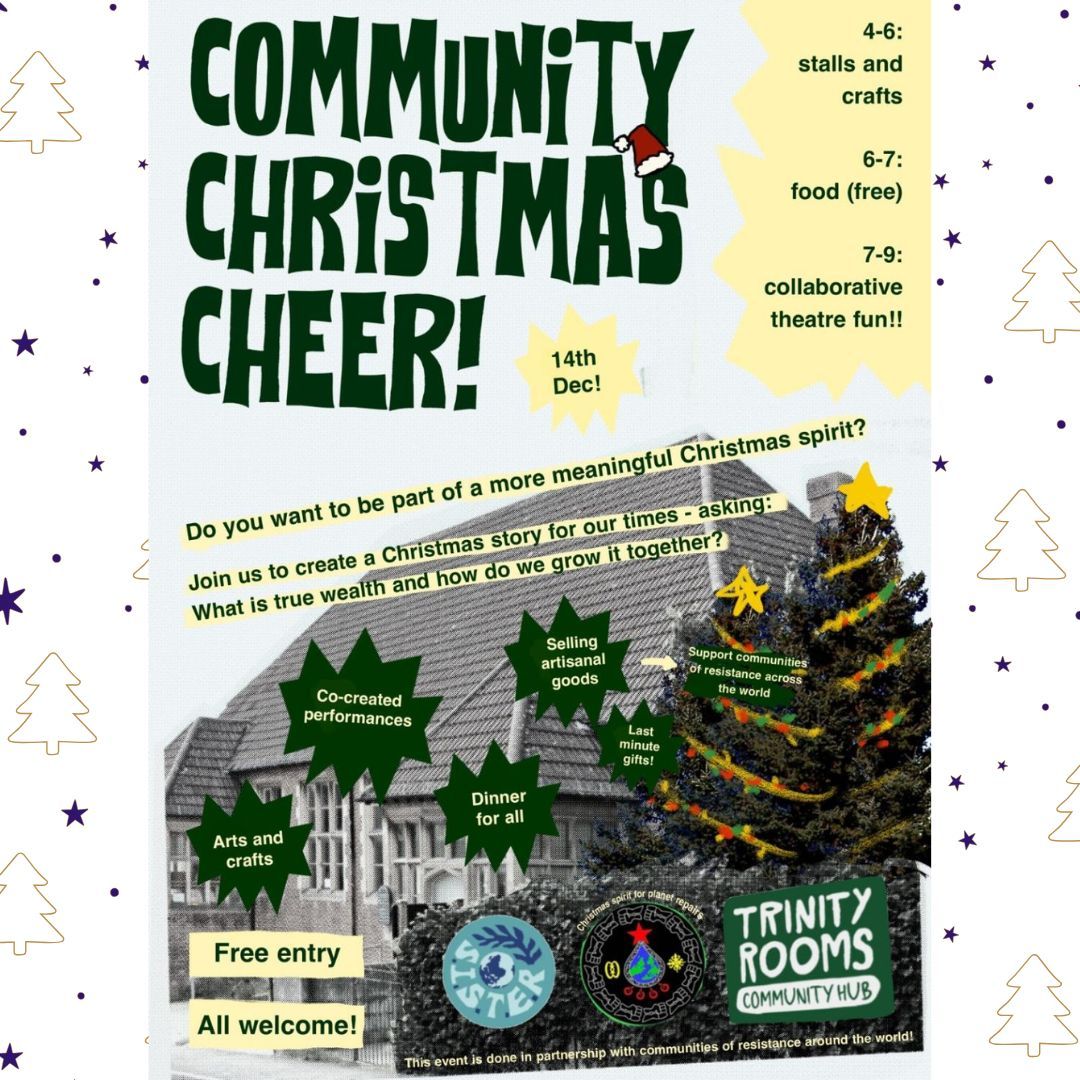TOMORROW (Sunday 14th December) from 9pm-4pm is our Stroud (Radical) Community Christmas cheer event!
Come share an evening of festive fun for all the family at our Trinity Rooms Hub with internationalist network PRALER.
A chance to buy beautiful unique, handmade, artisanal gifts, have fun with games and festive treats, and join us in shaping a collaborative play that digs into a big question: What does “wealth” really mean and how do we grow it together?
WE CAN'T WAIT!
🎄❤🔥
#Stroud #Support #Create #Xmas #Christmas #Bristol #EarthFriendly #Cheltenham #Food #Painswick #Gloucester #Nailsworth #Festive #Activism #Shop #Art #Chalford #Inspiring #Gloucestershire #TakingAction