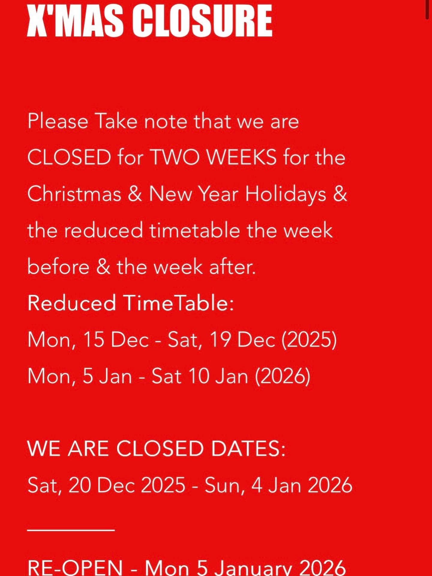 Christmas closure of Malzak Studio - please take note that we are closed for two weeks for the X’mas and New Year holidays.
Sat 20 Dec 2025 - Sun 4 Jan 2026
RE-OPEN - Mon 5 Jan 2026
#studioholidays #festiveholiday #xmas #newyear2026 #malzakstudio