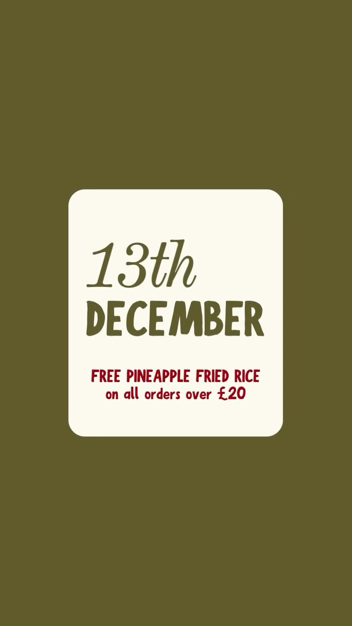🎄🎁 DAY 3 — PINEAPPLE RICE 🍍🍚
Sweet, fragrant, and totally underrated! Enjoy FREE Pineapple Rice today with all orders over £20 😍✨
A festive treat with a tropical twist! 🌴🔥
🗓️ open from 5pm-10pm (Mon to Sat)
📞 order now ➜ 01908 227288
chinese takeaway in milton keynes | wolverton | foodie | places to eat milton keynes | hong kong food milton keynes | restaurant wolverton | food delivery milton keynes
#miltonkeynestakeaway #miltonkeynessmallbusiness #miltonkeyneschinese #miltonkeyneschinesetakeaway #miltonkeynesfood #miltonkeynesfoodies #wolvertonfood #chinesetakeaway #miltonkeynesfoodie #miltonkeynesfoodscene #miltonkeynesfoodblogger #miltonkeynesfooddelivery #wolvertonfoodies #foodiesofinstagram #chinesefood #foodielondon #foodstagram #instafood #foodpic #delicious #foodoftheday #foodpics #hongkongfooduk #miltonkeynes #chinesefoodlover #wolvertoneats