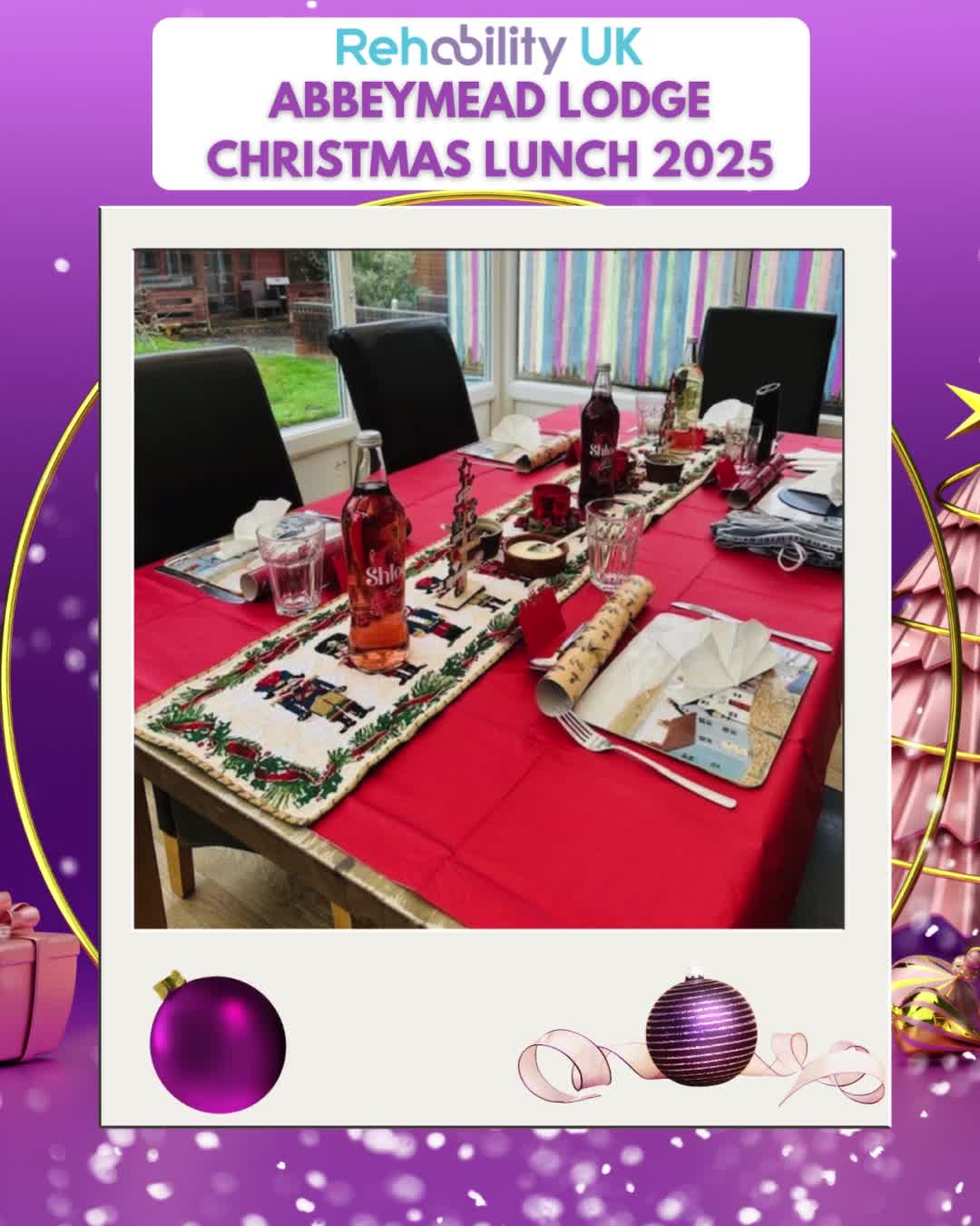 🎄✨ A Huge Thank You from Anita Warner ✨🎄
Anita Warner, Head of Operations (South), would like to say a big thank you for the lovely invitation to the staff and people we support Christmas Lunch at Abbeymead Lodge.
The traditional Christmas lunch was absolutely delicious — turkey with all the trimmings, Christmas crackers, and the most enormous Birds custard trifle to finish!
A special thank you to Lorna for doing a marvellous job decorating the tables, and to Head Chefs Louise and Sian, who did a brilliant job creating such a wonderful festive meal.
Thank you to everyone involved for making it such a warm, joyful, and memorable Christmas celebration 🎅🎁