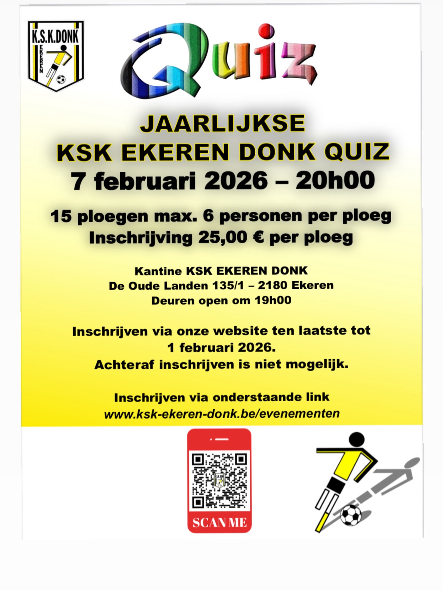 Battle of the fittest!
Stel je beste team samen en schrijf je nu alvast in!
Wie gaat er aan de haal met de titel van slimste Donkies?
#quiz #inschrijven #slimstedonkies #teamup