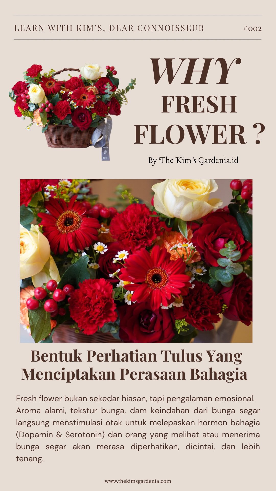 That’s why✨
Fresh flower collection
-Now available at-
www.thekimsgardenia.com
Discover how flowers can tell your story ✨
📍 Medan | WhatsApp +62 853-8387-6801
💌 thekimsgardenia@gmail.com
🌎 www.thekimsgardenia.com