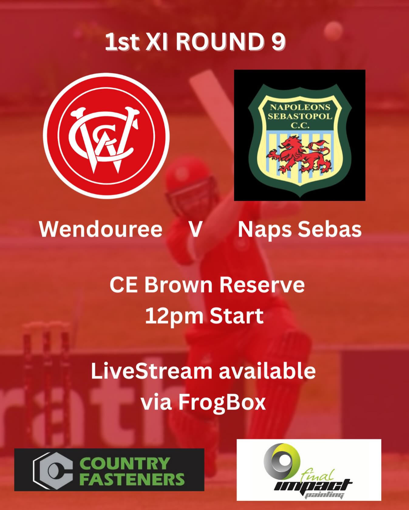 The final 1st XI match of 2025 is a big clash against Naps Sebas at home. A win will see the boys right back in the finals mix.
The match will be live streamed via the link below:
https://www.youtube.com/watch?v=oGG_TzfyCGU