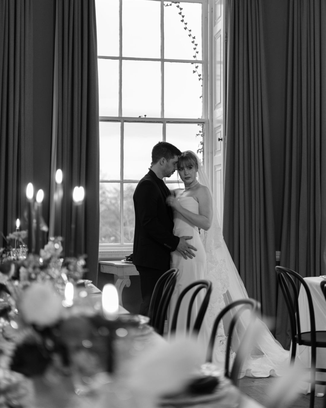When the world falls quiet and it’s just the two of you.
A beautiful black & white moment at @middletonlodge, Lauren looks effortlessly stunning in the Duke dress.
Featured in the @myprettiesuk Winter shoot, photographed by @rebeccakerrphotopgraphy.
Planning @myprettiestworkshops
Floral designer and Stylist @myprettiesuk
Bridal shop @lvbridalstudio
MUA @nataliejonesbridal
Hair Stylist @hairbytosetti
Menswear @frankbirdmenswear
Stationery @collectionbycorabeth
Cake @wheretheribbonends
Linen @tablealchemy
Tablescape hire and furniture @optionsgreathire
Model's @hannahandsam_ & @laurenxbelassiepage
Freelance support @harrietgracefloral @mindenwoodfloraldesign @thedot.digital