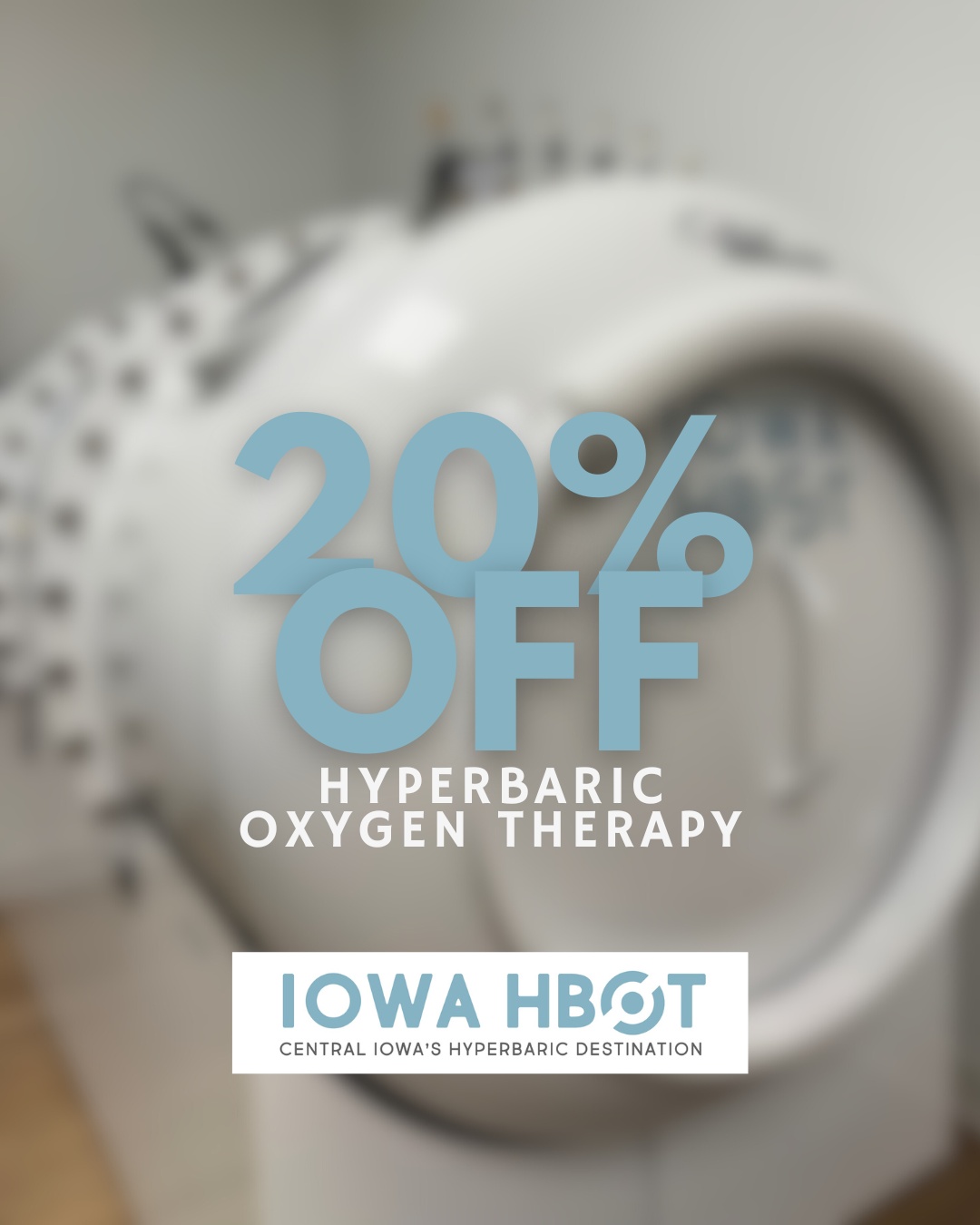 Take advantage of 20% OFF Hyperbaric Oxygen Therapy at Iowa HBOT.
Whether youโre focused on recovery, longevity, brain health, or overall wellness, now is the perfect time to start.
โฐ Offer ends 12/31/2025
๐ Capital Health & Iowa HBOT
๐ Call 515-421-4018 to schedule a complimentary consultation or purchase today!
Your health is worth the investment!
#IowaHBOT #CapitalHealth #DesMoines #HyperbaricOxygenTherapy #HBOT #WellnessSavings #RecoveryBoost #Longevity #BrainHealth #CentralIowa #HealthOptimization