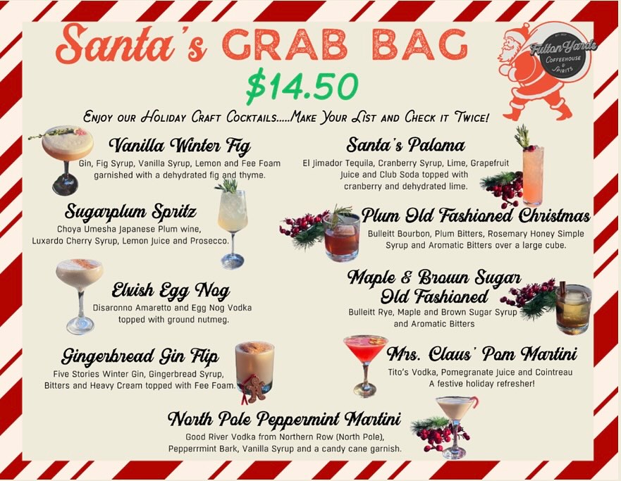 Ready to get in the spirit? Then we have the spirits for you!
Check out our Santa’s Grab Bag this weekend 🎅