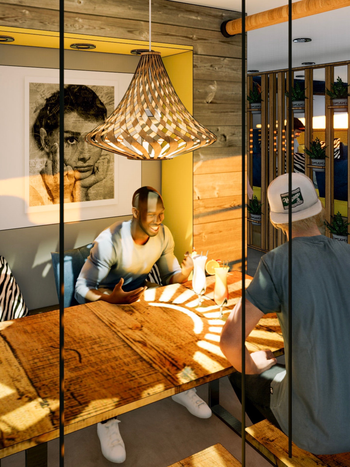 A preview of how we use visuals to communicate a design concept and how people might use a space - alongside cad plans, joinery details and a full interior design scheme.
In this example, we’re showing a university social hub / common room designed for socialising, lounging and bar-style use. Designing social spaces is about creating places people want to return to.
With warm textures, considered lighting and layouts that encourage connection - visualised here in a contemporary communal interior with pods and swing seats, giving a playful yet industrial aesthetic.
#interiordesign #educationdesign #communalspaces #socialspaces #3dvisualisation #university #designprocess #hospitalityinteriors