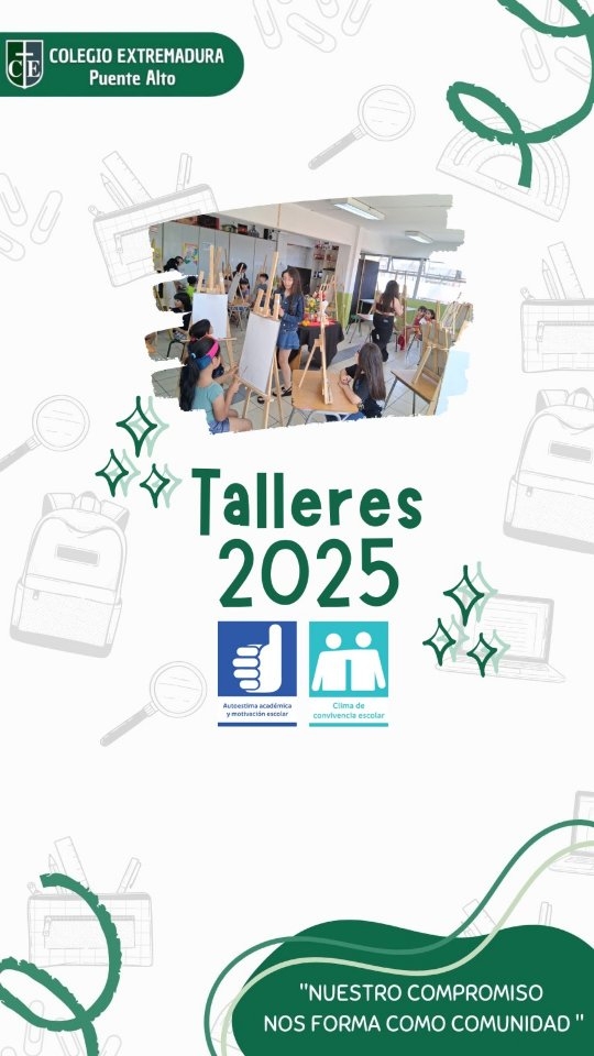 Talleres 2025✨
Iniciamos este año brindando nuevos talleres a nuestra comunidad escolar los que sin dudar resultaron muy atractivos a nuestras y nuestros estudiantes. Integrando talleres como; Folclor, Coro, Guitarra, Club de Arte y Cueca para apoderados, los cuales tuvieron alta convocatoria además de los ya se incluyeron en el 2024 como Kamishibai, Proyecto Verde y Ajedrez los que siguieron activos durante este 2025 con gran éxito. Felicitamos a nuestros y nuestras estudiantes y a sus familias por potenciar sus habilidades artisticas, culturales y deportivas.
Recalcar además la importancia de participar en los talleres, ya que estos significan y dan un gran giro a la convivencia escolar, permiten la interacción con estudiantes de otros cursos, lo que otorga en el estudiante en sí sentirse parte de la comunidad y ampliar su circulo amistoso, haciendo completo enfasis en los indicadores de Desarrollo Personal y Social educativo: “Autoestima y Motivación Escolar” y "Clima de Convivencia Escolar".
#medioambiente #comunidadextremadura #colegioextremadura #violenciadegenero #prevencion #cesfampadremanuelvillaseca #talleres2025 #elijoprevenir