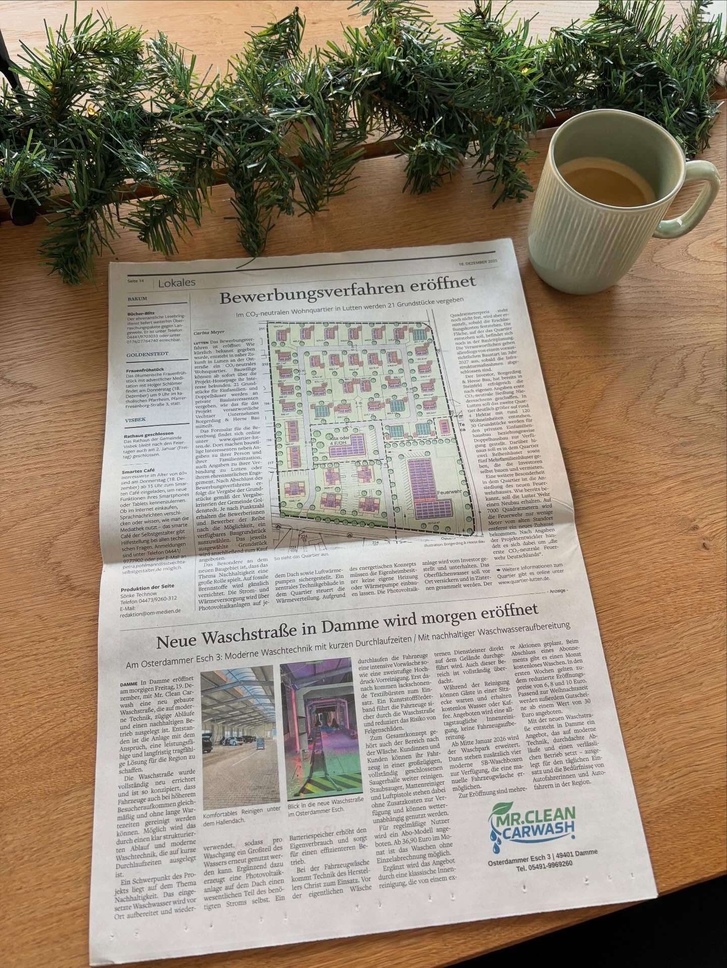 In #Lutten entsteht das nächste CO2-neutrale Quartier und ihr könnt euch ab jetzt online für ein #Baugrundstück bewerben! 🏡 Schaut hierzu einfach bei www.quartier-lutten.de vorbei. Dort findet ihr zudem alle wichtigen Infos zum Wohnquartier!
Und nutzt am Wochenende die Gelegenheit und besucht die feierliche Eröffnung von @mr.clean.carwash in #Damme!