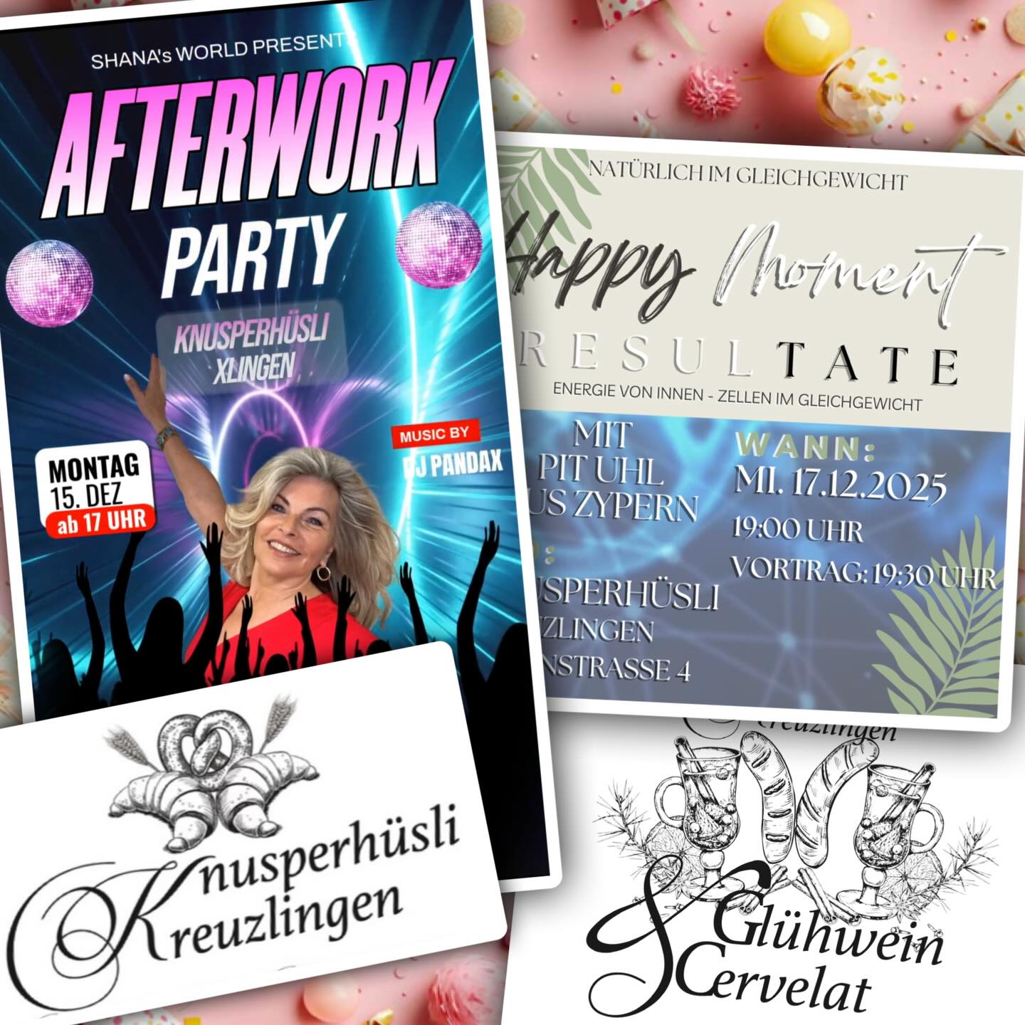 ✨ Diese Woche im Knusperhüsli – wenn Genuss, Begegnung & Inspiration zusammenkommen ✨
Manche Wochen fühlen sich einfach besonders an.
Diese ist so eine. 🤍👇
🗓 Montag | 15.12.2025 – ab 8:30 Uhr
🎄 Montags-Zauber im Knusperhüsli
🍷 Heisser Glühwein
🔥 Feine Cervelat
✨ Ein Hauch Weihnachtsmarkt, mitten im Alltag – zum Aufwärmen, Durchatmen & Geniessen.
🗓 Montag | 15.12.2025 – ab 17:00 Uhr
🥂 AFTERWORK – Runde 2!
🎧 DJ Panda X
💃 Beats, Drinks & richtig gute Vibes
➡️ Weil Montage auch feiern dürfen. Dein Mini-Weekend beginnt hier! 😄🔥
🗓 Mittwoch | 17.12.2025 – ab 19:00 Uhr
🌿 Happy Moment – Resultate
✨ Echte Geschichten. Echte Veränderungen.
🤍 Kurz vor Weihnachten – vielleicht genau der Moment, der etwas Neues ins Rollen bringt.
📍 Knusperhüsli Kreuzlingen
Wir freuen uns auf euch –
auf Begegnungen, Gespräche & viele schöne Momente. ✨🤍
.
.
#Knusperhüsli #Kreuzlingen #DieseWoche #MontagsZauber
#AfterWorkXlingen #HappyMoment #Adventszeit
#Genussmomente #GemeinsamZeit #WinterVibes