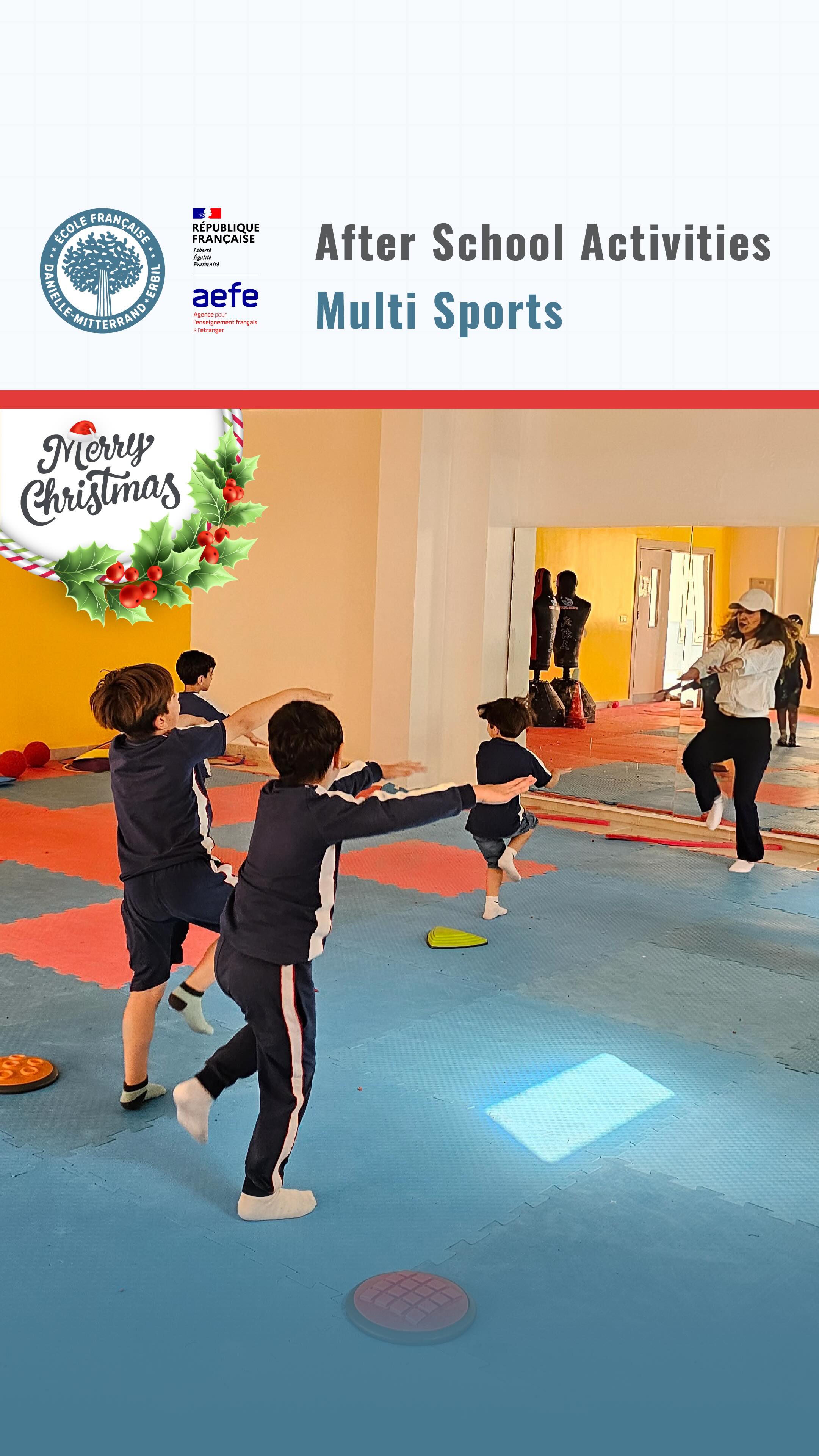 Our students enjoy exciting multi-sport activities after school, staying active, healthy, and full of team spirit!
-
Après l’école, nos élèves profitent d’activités multisports passionnantes, ce qui leur permet de rester actifs, en bonne santé et de développer un fort esprit d’équipe !
-
دوای قوتابخانە، قوتابیانمان چێژ لە چالاکییە فرە وەرزشییە سەرنجڕاکێشەکان وەردەگرن، ئەمەش ڕێگەیان پێدەدات چالاک بمێننەوە و تەندروست بن و ڕۆحێکی بەهێزی تیمی پەرەپێبدەن!
-
يستمتع طلابنا بأنشطة رياضية متعددة ومثيرة بعد المدرسة، ويحافظون على نشاطهم وصحتهم وروح الفريق لديهم!
-
#DanielleMitterrand #FrenchSchool #ErbilEducation #ÉcoleFrançaise #InternationalEducation #BilingualEducation #ÉducationEnFrançais #SchoolCommunity #ErbilSchool #LearningFrench #CultureFrançaise #LifeAtDMFS #DMFSCommunity #ÉducationInternationale #FrenchCurriculum #FrenchCulture #ÉcoleBilingue #DMFSExperience #EducationFrancophone #aefeinfo