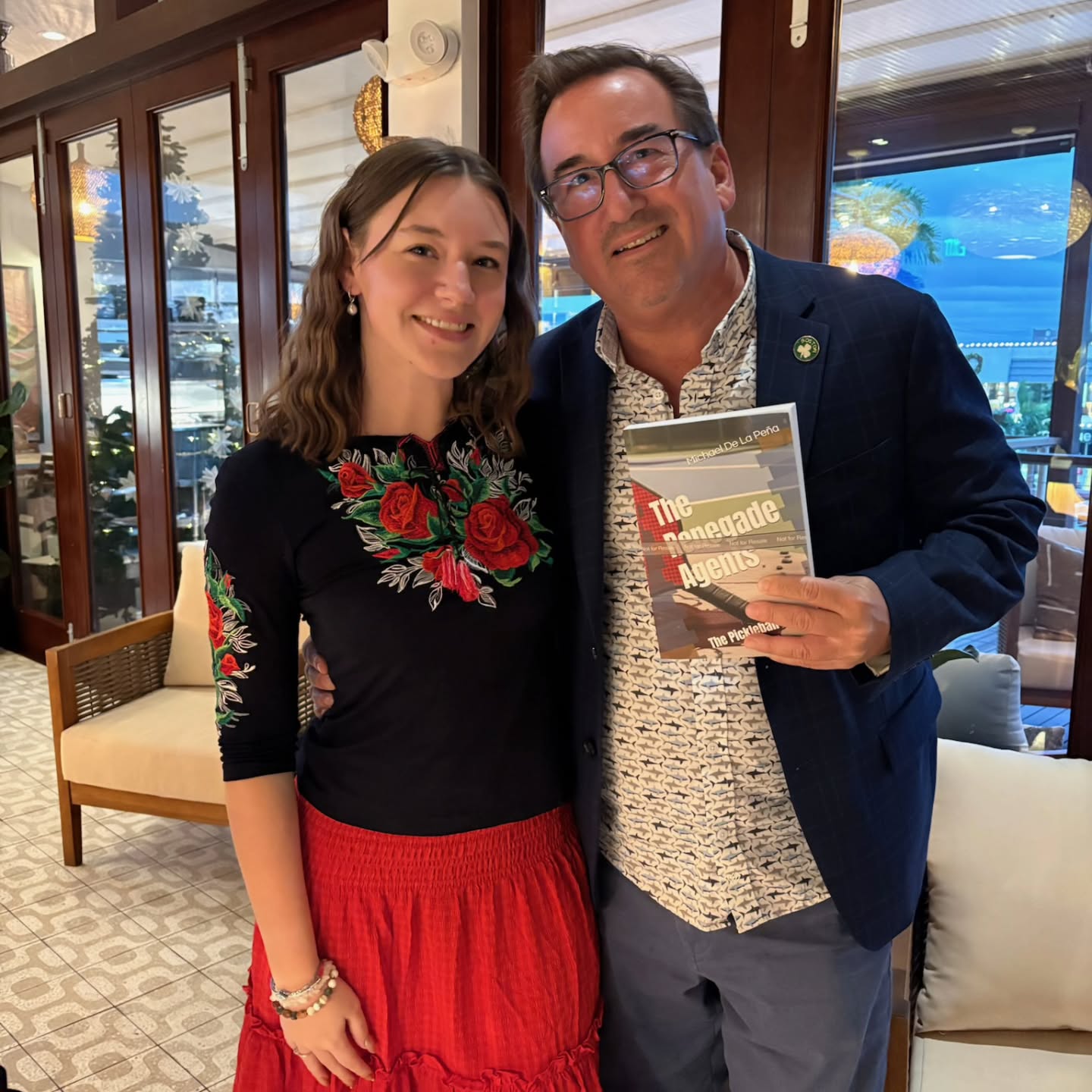 My daughter Alexa was visiting when my author's copy of The Renegade Agents. The Pickleball case arrived.