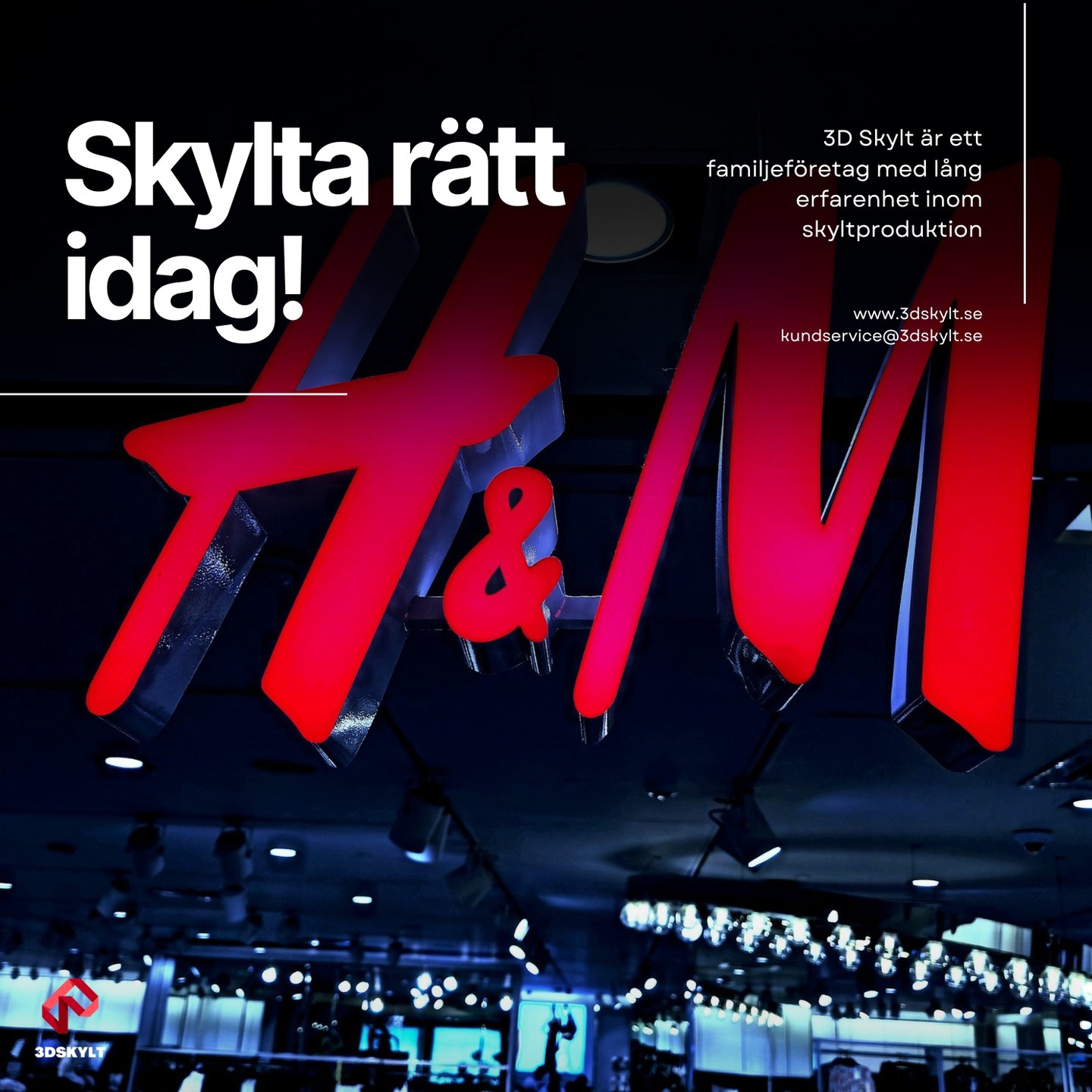3Dskylt din lokala skylttillverkare!
Sätt ditt företag i rampljuset och få kunder att stanna och beundra.
www.3dskylt.se
#3dskylt #skyltar #skylt #företag #skylttillverkning #3dsign #3dskyltar #signfactory #channelletters #3dletters
