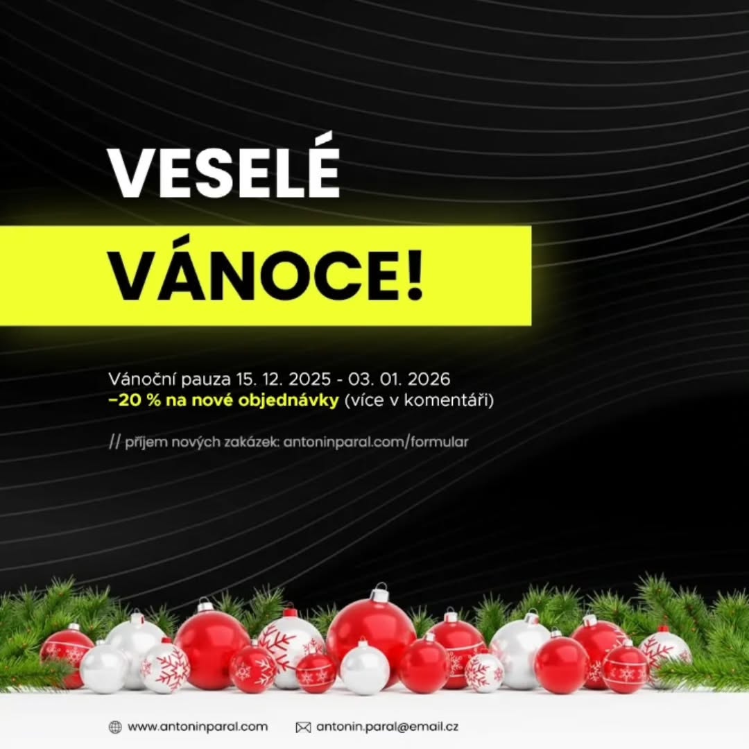 Přeji všem krásné a klidné vánoční svátky 🎄
Rok 2025 přinesl desítky nových vizuálních identit, které pomáhají značkám obstát v čím dál náročnějším online i offline prostředí. Děkuji všem klientům za důvěru a spolupráci 🤝
Jako malé poděkování nabízím během své vánoční pauzy automatickou slevu −20 % na nové objednávky (platí pro stávající i nové klienty). Sleva se uplatní automaticky.
📩 Objednávky na leden / únor:
https://www.antoninparal.com/formular
Těším se na další společné projekty v nadcházejícím roce 🫡
#vanoce #christmas #grafika #design #antoninparal #logo #logodesign #kolin #kutnahora #pf