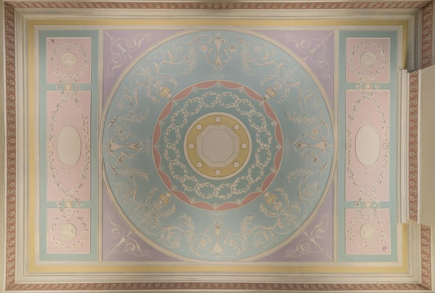 Throwback to Portland Place, London. This is in the @archbensoc building.
The ceiling was covered by a suspended ceiling for many years and was removed. The original ceiling was very damaged and we restored it back to its former glory. The ceiling itself was originally designed by Robert Adams. We used lath and lime plaster and decorative fibrous plaster to restore it. It was such a joy to work on this project and restore such a magnificent ceiling.
We won Project of the year award in 2016 from @fisorg 💫