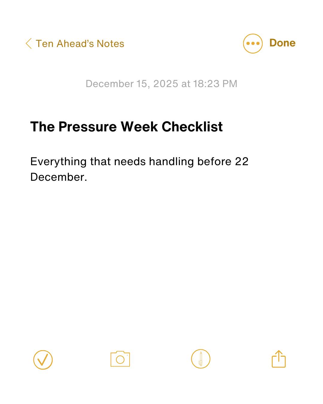 The week before Christmas is where everything peaks. 🎄 😱
Travel, hosting, family logistics, home preparation, gifting, returns and the endless unseen tasks. This is why we call it Pressure Week.
Our clients rely on this checklist every year, and our team handles each point so they do not spend the week reacting.
If you want your travel organised, your home prepared, your gifts handled and your week structured properly, our team can support you through the busiest days of the season.
Just send us a message.
#TenAhead #LifestyleOffice #PrivateOfficeForLife #ExecutiveLife #HouseholdManagement #ChristmasPrep