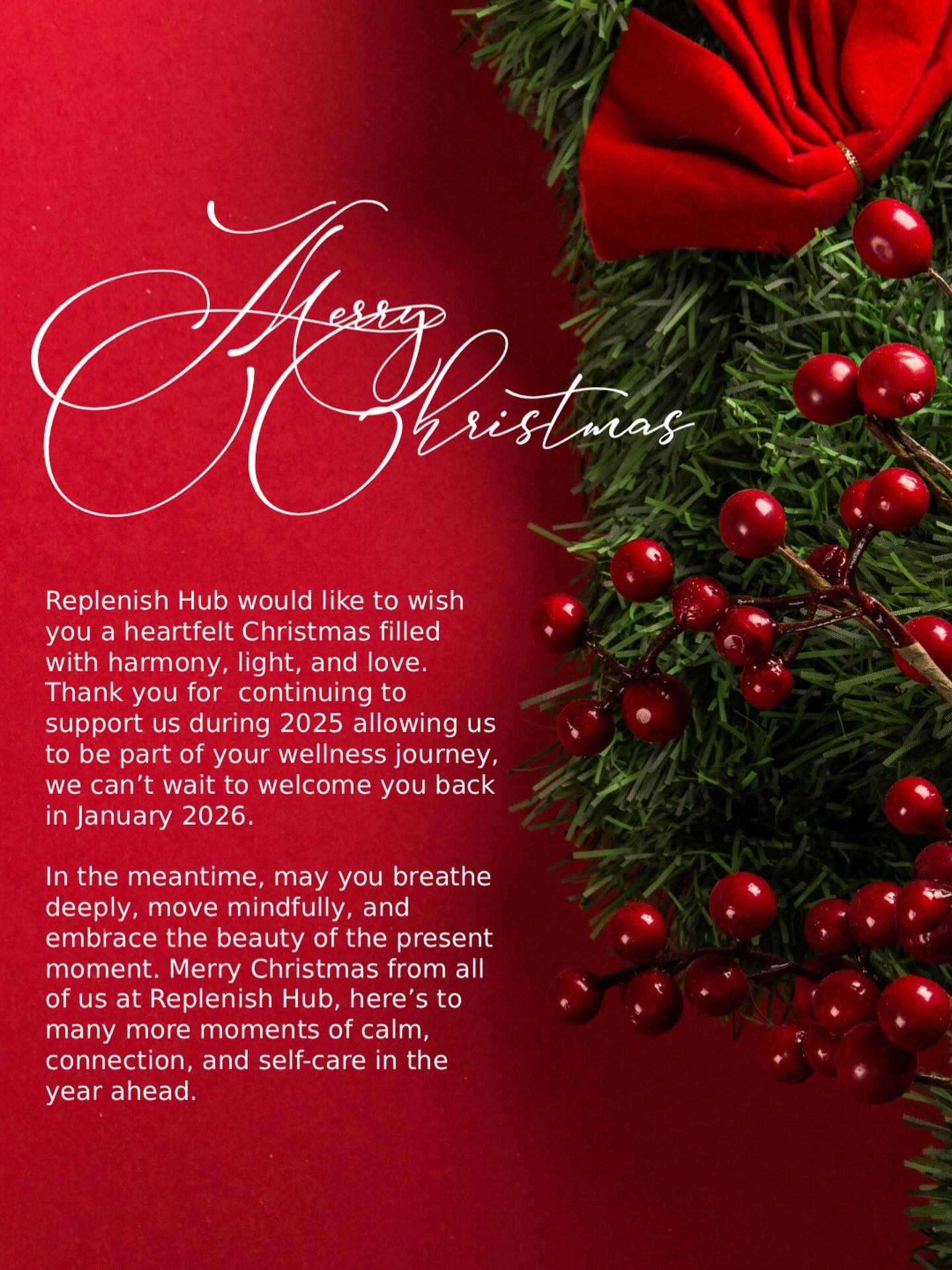 ✨🎄 Wishing you a very peaceful and joyful Christmas from all of us at Replenish Hub 🎄✨