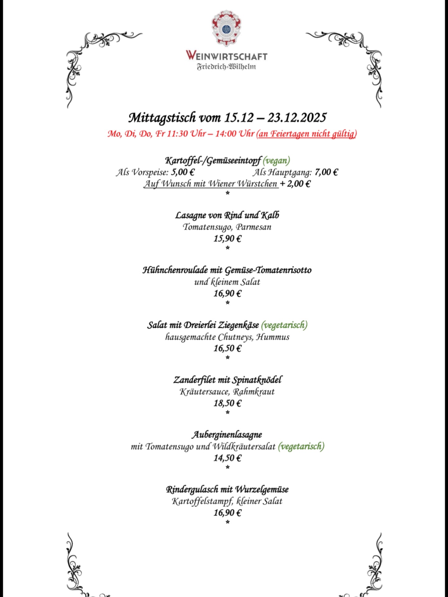 Unsere beliebte Mittagskarte für die nächsten 2 Wochen.
#lunch #lunchtime #lunchideas #essenintrier #mittagskarte