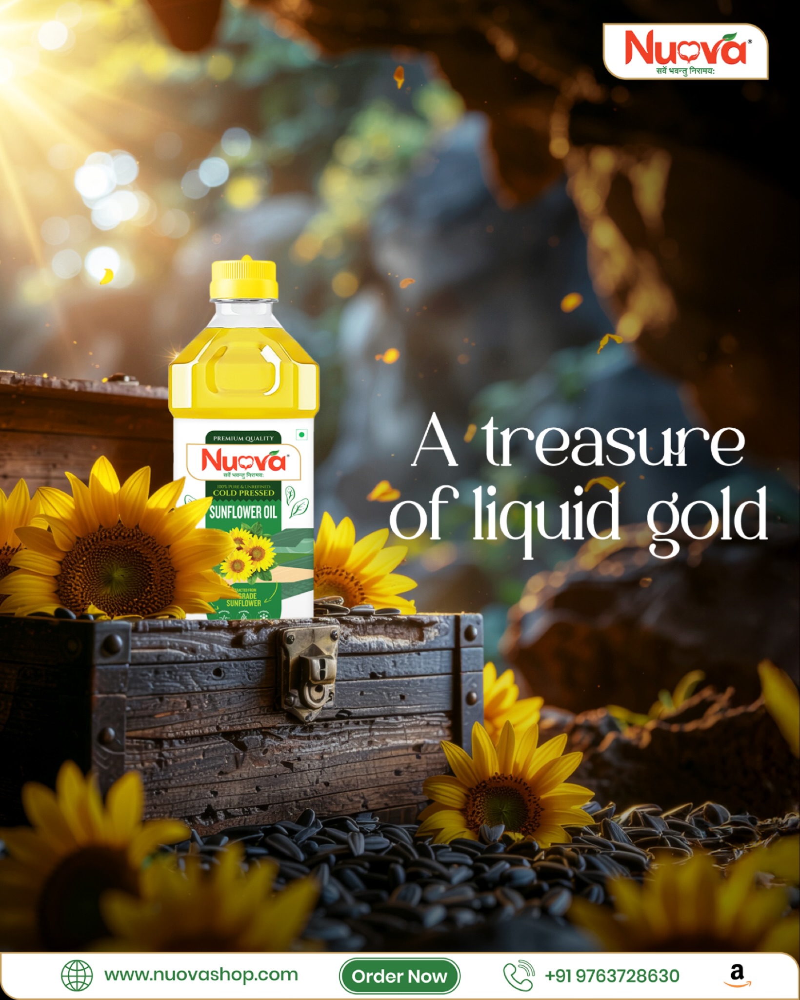 Meet the gold your kitchen deserves. 🌻✨
Nuova Cold-Pressed Sunflower Oil is light, clean, and naturally rich in Vitamin E and antioxidants, helping support heart health while keeping flavours pure.
With a high smoke point and neutral taste, it lets your food shine, golden, crisp, and never greasy.
This isn’t just oil.
It’s liquid gold for everyday cooking. 🌿
🛒 Shop Now: www.nuovashop.com
📞 Order On Call: +91 9763728630
📦 Also available on Amazon
⸻
Cold pressed sunflower oil Pune, Healthy cooking oils India, Vitamin E rich oil, Light cooking oil, Pure edible oils Maharashtra, High smoke point oil
⸻
#nuovaoils #sunflowergold #liquidgold #coldpressedgoodness #healthycookingindia #purefromnature #kitchengold #everydaywithnuova #punebrands