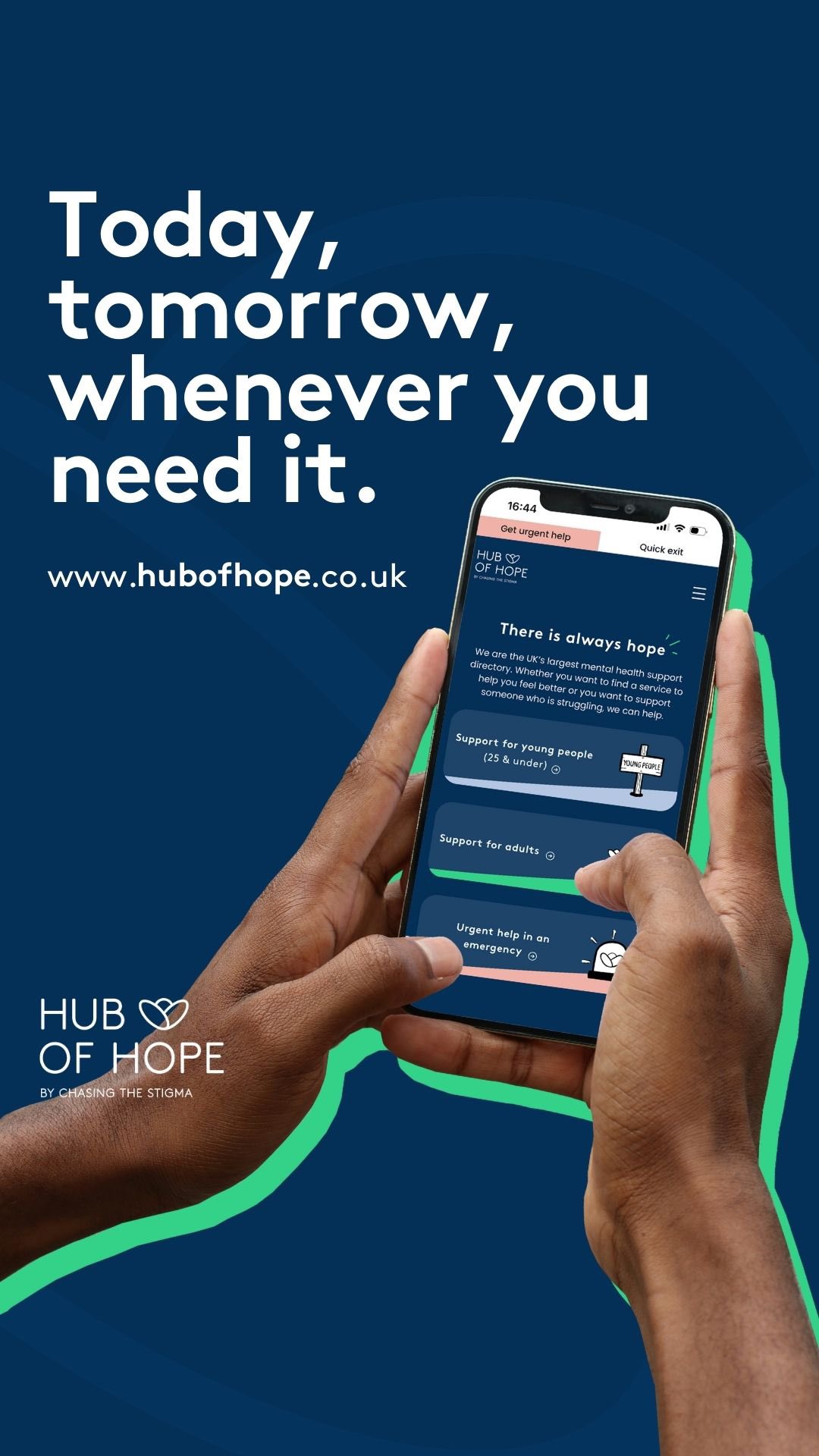 “The Hub of Hope has helped so many people.” 💬
Behind these simple words are thousands of real stories that inspire us every single day. The Hub of Hope brings together over 14,500 local, national and NHS mental health services in one free, easy-to-use place, supporting more than 300,000 people to make a million searches for help every year. 💙
As demand continues to rise and the cost of running the platform grows, we need your support to keep the Hub of Hope free, accessible and available to everyone across the UK who needs it.
Help us keep hope alive by supporting the Hub of Hope, visit our website and find out how you can support us.
👋 Are you an organisation passionate about mental health? We now offer opportunities to become Hub of Hope category or headline sponsors. Visit the link in our bio and click ‘Partnerships’, or contact our Director of Business and Operational Development, Chris Clarke, at chris@chasingthestigma.co.uk to learn more.
Together, we can make sure no one has to face mental health challenges alone. 💛