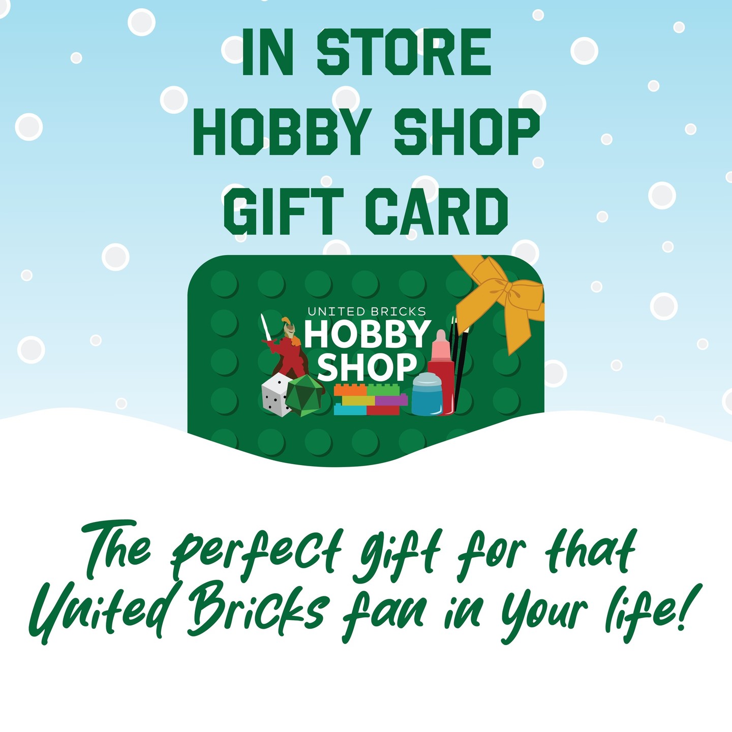 🎁 Not sure what to gift your Hobby unthusiast in your life? Well there's no better gift than choice so why not get them a Hobby Shop Gift Card and they can get whatever their heart desires from our expansive hobby filled stock!
-
#unitedbrickshobbyshopshop #castledouglas #lego #minifigures #dumfriesandgalloway #scotland #legoset #unitedbricks #warhammer #cobi #megabloks #boardgames #tradingcardgames #hobby #wargaming #miniatures