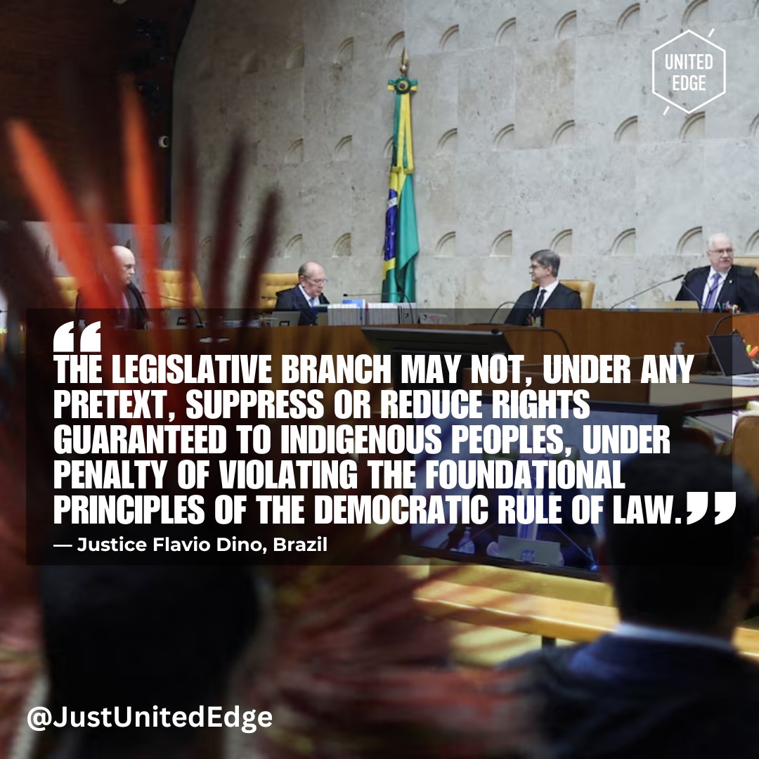 Brazil marks a landmark moment in the ongoing struggle over Indigenous rights and land justice. The Brazilian Supreme Court reaffirmed that Indigenous land rights are entrenched constitutional protections, pushing back against a controversial move by Congress that sought to restrict those rights with a cutoff date tied to the 1988 Constitution.
⠀
This bold ruling, backed by a majority of justices, underscores that fundamental rights cannot be legislated away, even amid intense political pressure from powerful agribusiness interests. Indigenous communities, activists, and allies have long fought against the “marco temporal” doctrine, which would limit land recognition only to territories continuously occupied in 1988 — a rule critics say erases centuries of history and dispossession.
⠀
While the court’s decision reaffirms Indigenous peoples’ rights, it also highlights ongoing challenges ahead, including legal pushback, potential violence over land disputes, and a government deadline to complete demarcation processes. The fight for justice, dignity, and land restitution continues. Read the full article for a deeper look at this historic decision. https://bit.ly/4aq6eEf
#IndigenousRights #Brazil #SupremeCourt #LandRights #JusticeForIndigenous #HumanRights #EnvironmentalJustice #ConstitutionalLaw #DefendDemocracy #IndigenousPeoples #SocialJustice #ClimateAndRights #LegalVictory #Amazon
