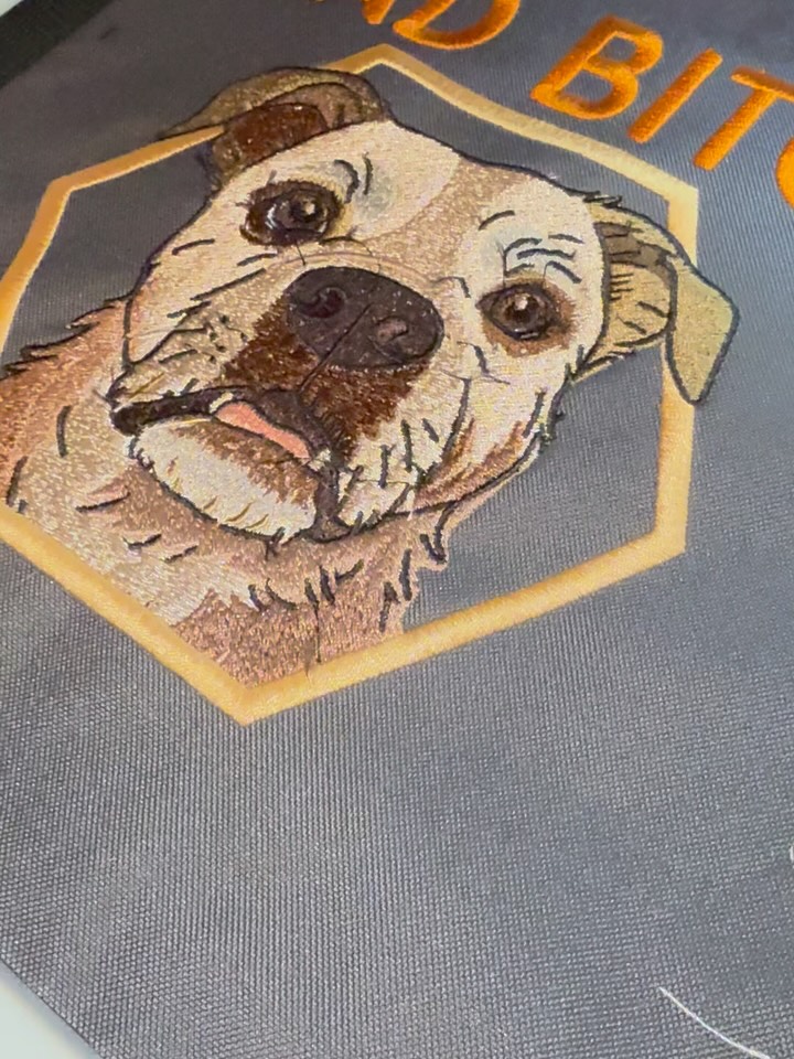 This was a fun one! #customembroidery #riverfrontdesigncreations #dog #petlovers embroidery