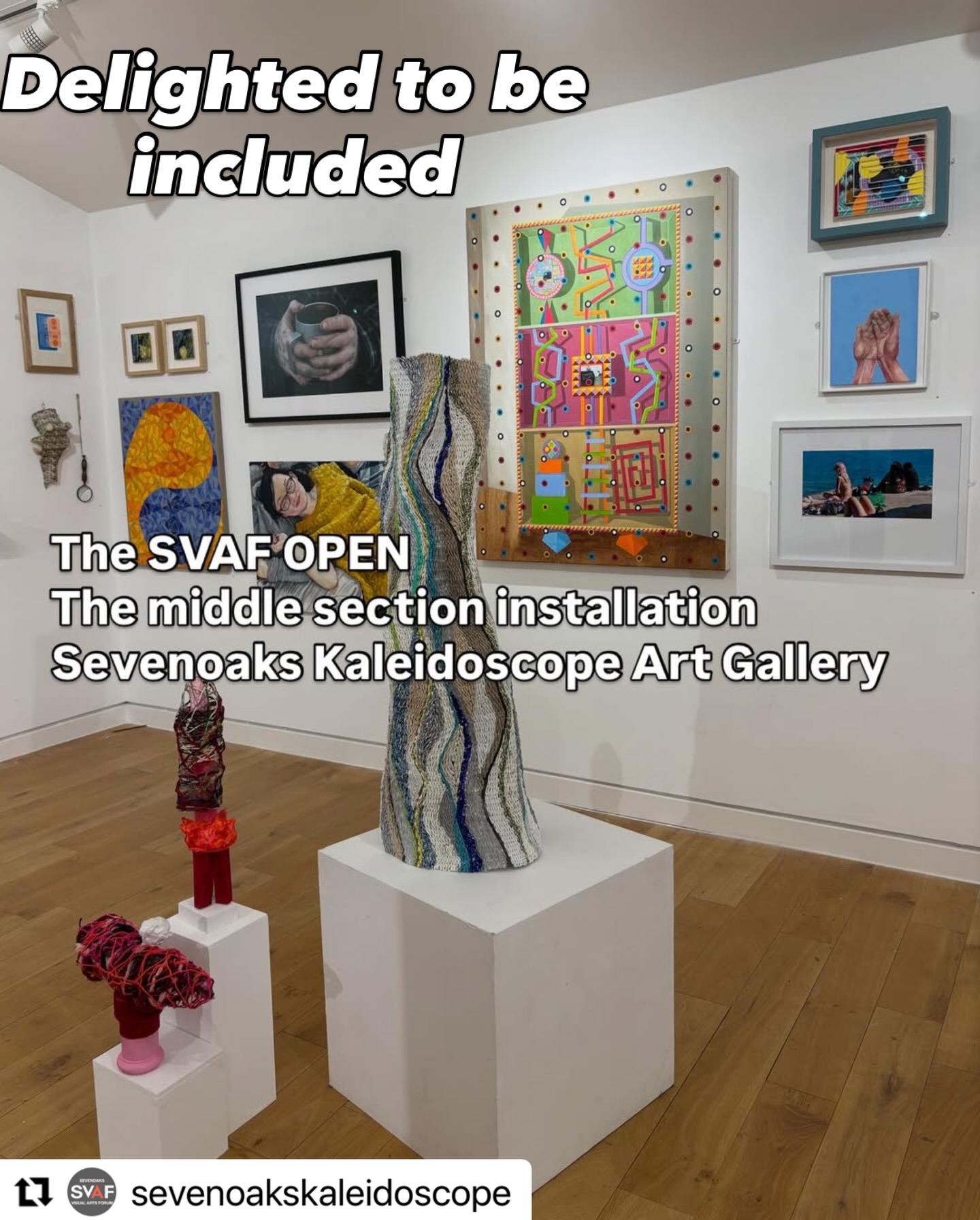 The SVAF OPEN 2025 a biennial celebration of our artist colleagues.
Now until 10 January 2026
Reflecting the variety of members’ practice ‘The SVAF OPEN 2025’ sees a showcase of drawing, textile, photography, painting, print, ceramics, installation and sculpture. We are delighted that 88 of our artist members chose to exhibit this year. This OPEN is a true open and is nonselective; all 140+ members were invited to exhibit.
SVAF would like to thank Paula MacArthur @paulamacarthur_ International artist, curator and tutor for selecting our three equal prize winning artists. Paula’s own work can be seen in the Mezzanine Exhibition space just outside the Gallery.
PUBLIC VOTE PRIZES During the exhibition there is also a public vote for 3 equal prizes to be awarded 7th January 2026. Come in and vote for your favourites.
SVAF would like to thank the curators @rosalinddrawing @cliff_sarah @sue44evans
and the installation team @louisacrispin @adamgreenart @kate__grimes @amanda.j.hopkins @andrea_coltman
@sevenoakskaleidoscope is an SVAF artist-led space and is free.
Don’t miss out on events, talks and workshops @sevenoakskaleidoscope in the gallery
Sign up for What’s On! our free monthly newsletter www.svaf.co.uk
1st floor of Sevenoaks Library
Open: Mon 10 - 6
Tues to Fri 10 - 5
Saturday 10 - 4
Closed Sundays and all Bank Holidays
#contemporarysculpture #sculpture #drawing #contemporarydrawing #contemporarypainting #painting #contemporaryprintmaking #print #contemporarytextiles #contemporaryinstallation #contemporaryceramics #contemporaryphotography #contemporarysketchbook #svaf #sevenoakskaleidoscopeartgallery #contemporaryartgallery #artsforum #artistledspace @7oakscommunity #sevenoaksexhibition #kent #kentevent
@kent__community @sevenoaksdistrictcouncil @heartofsevenoaks @kcc_kent @sevenoakstowncouncil #moresevenoaks @moresevenoaks